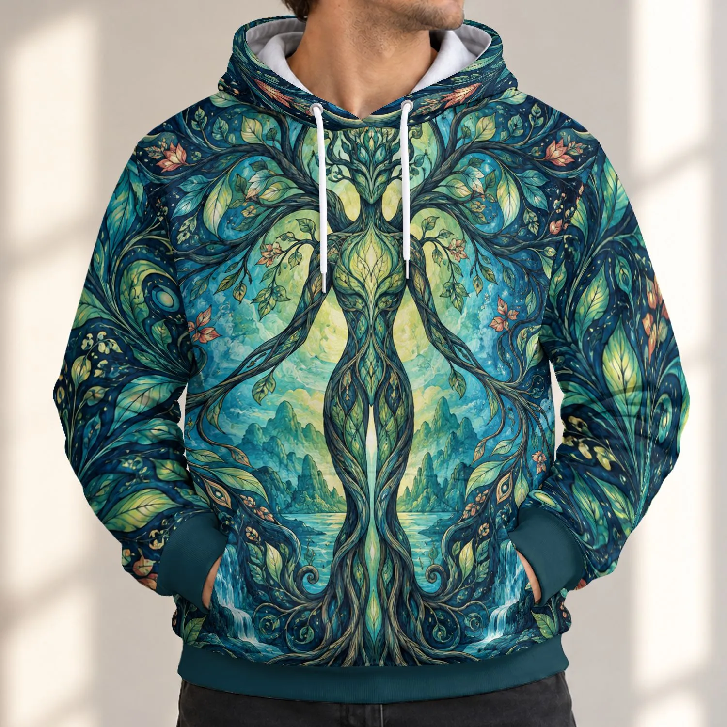 Humanoid Tree Of Life For Nature Lovers And Mystical Art Enthusiasts All-over Print Hoodie (Lightweight) - 1