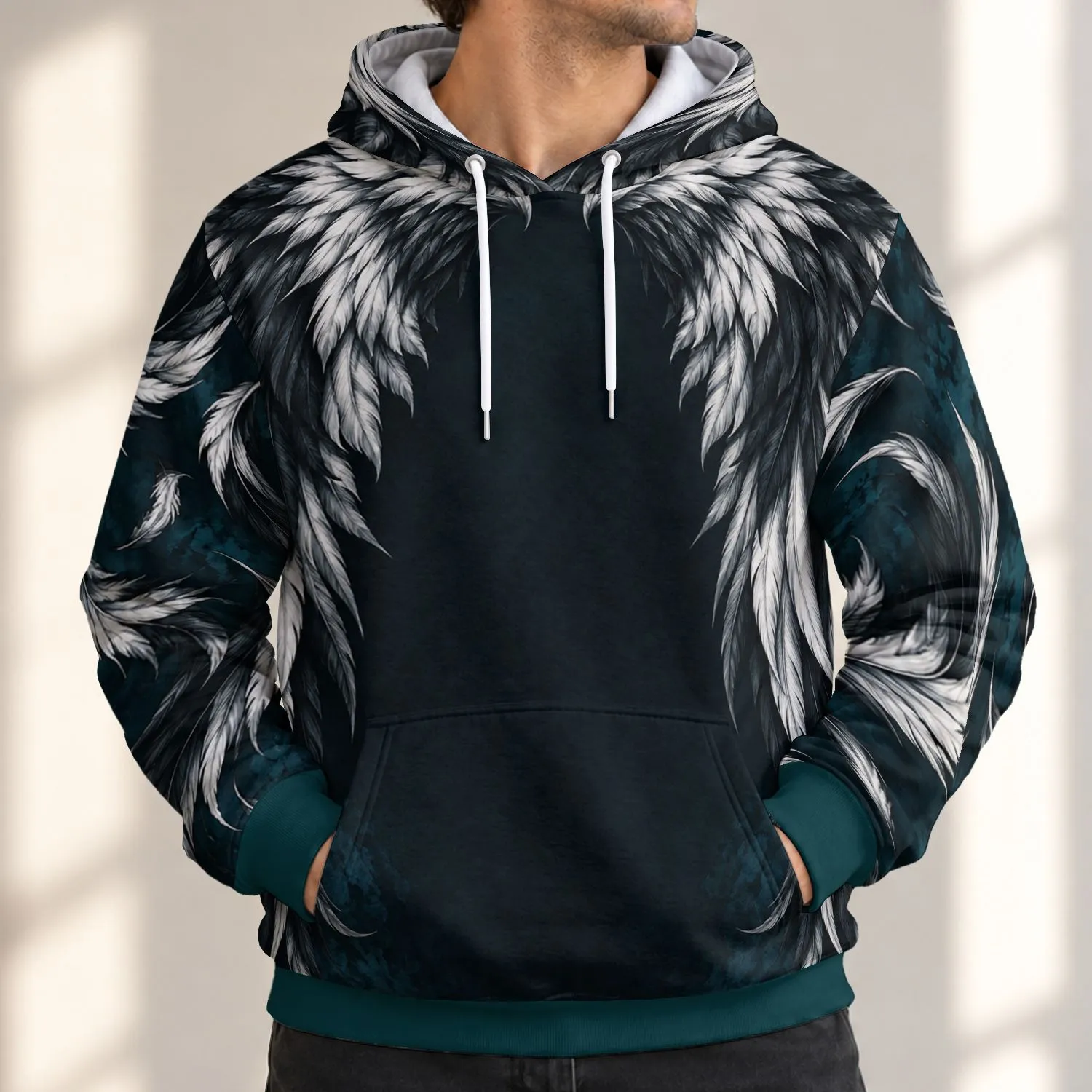 Ivory Feathered Angel Wings for Everyday Streetwear and Bold Casual Style All-over Print Hoodie (Lightweight) - 1