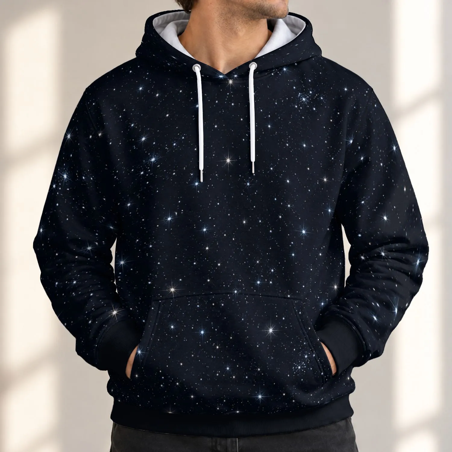 Midnight Starry Sky for Stargazing Nights and Everyday Cosmic Style All-over Print Hoodie (Lightweight) - 1