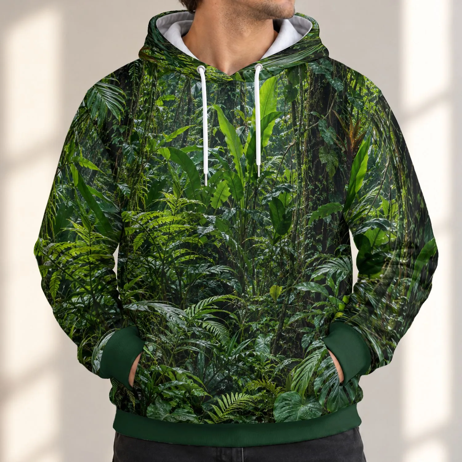 Lush Tropical Rainforest Foliage for Outdoor Adventure, Travel and Nature Lovers All-over Print Hoodie (Lightweight) - 1