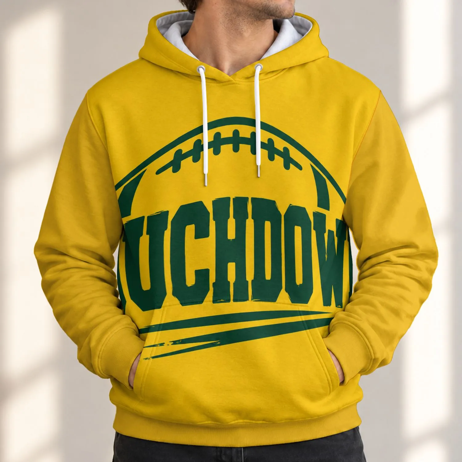 Touchdown Football Lettering for Game Day and Weekend Wear for Football Fans All-over Print Hoodie (Lightweight) - 1