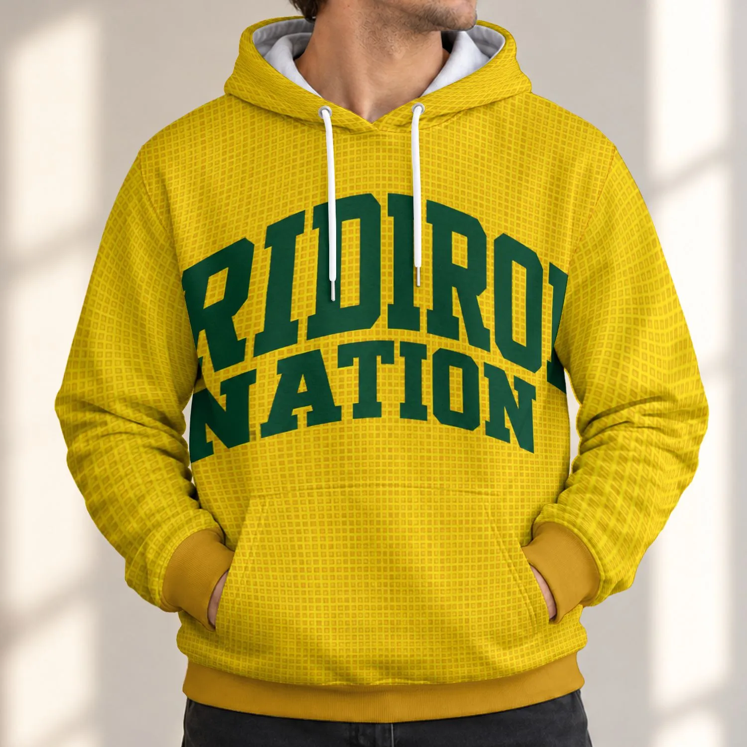 Golden Gridiron Nation Collegiate Lettering for Game Day and Everyday Wear All-over Print Hoodie (Lightweight) - 1