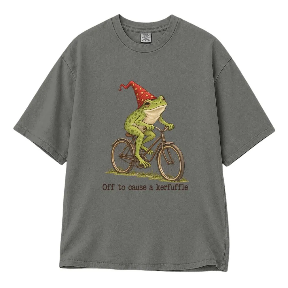Funny Frog Shirt, Off to Cause a Kerfuffle Cottagecore Animal Graphic, Tee, Hoodie, Sweatshirt - 1