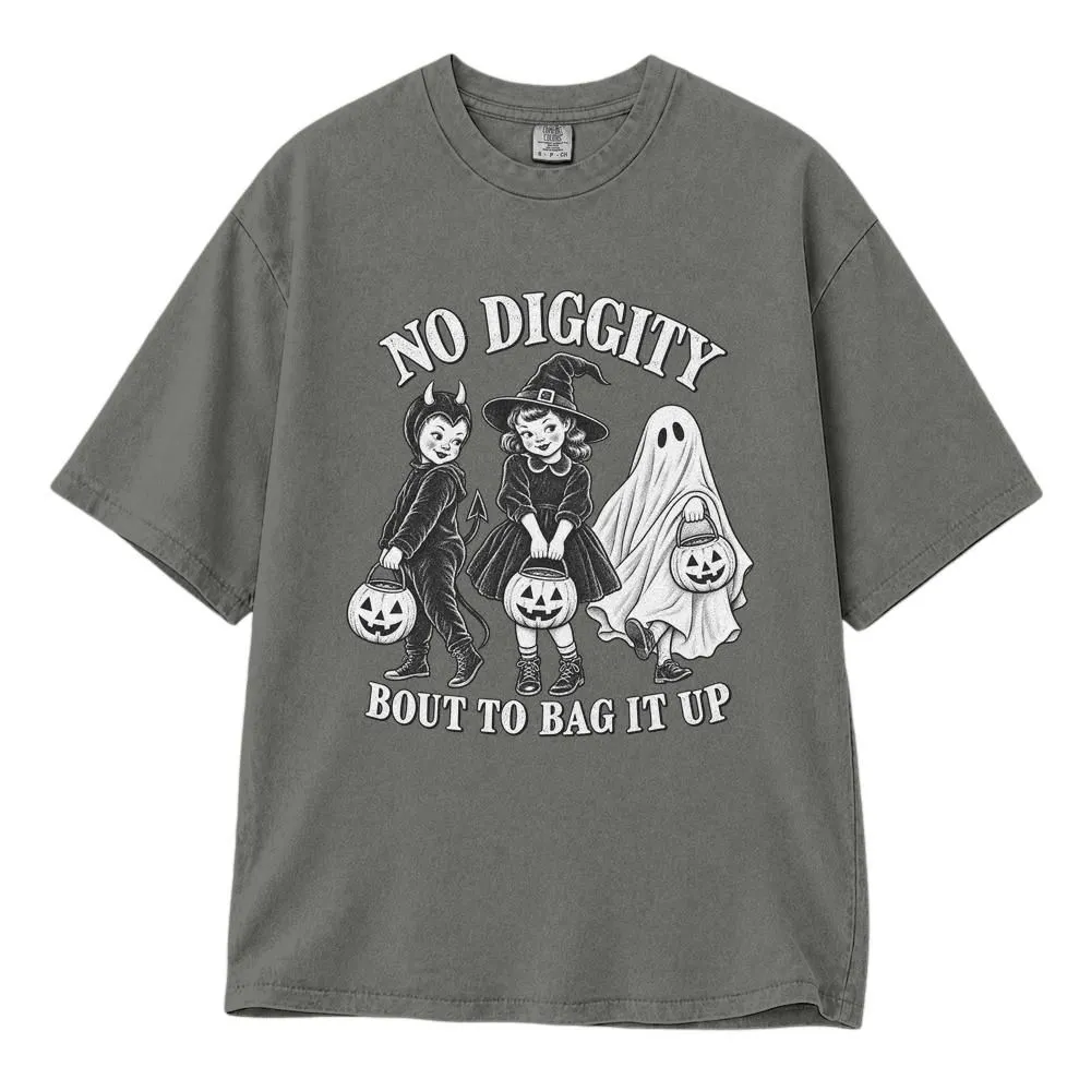 Halloween Trick or Treat Shirt, No Diggity Retro Spooky Season Design, Free T-Shirt Day Wow, Tee Hoodie Sweatshirt - 1