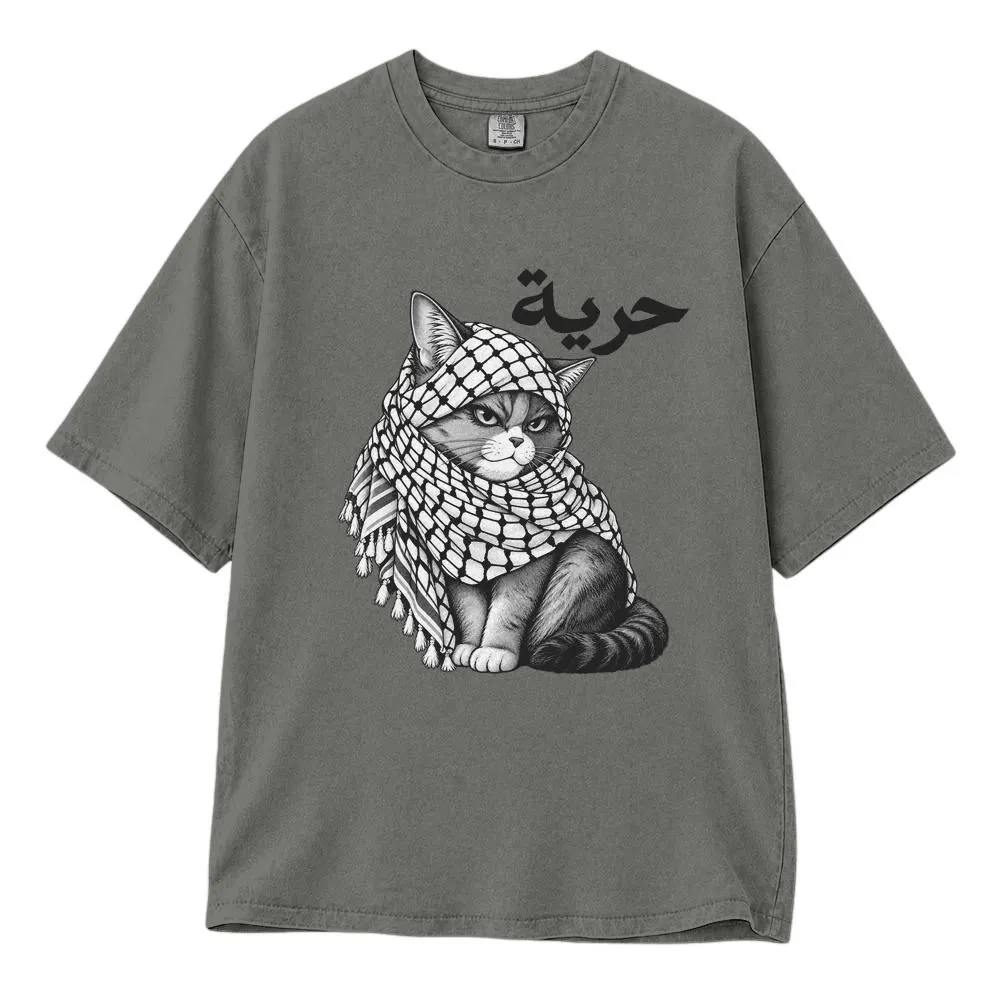 Palestine Freedom Cat Shirt, Grumpy Cat in Keffiyeh Solidarity Gift, Tee, Hoodie, Sweatshirt - 1