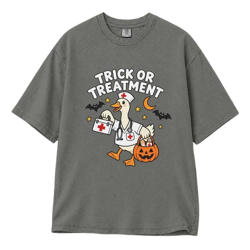 Trick or Treatment Nurse Shirt, Funny Halloween Goose Design for Nurses, Retro Spooky Tee, Hoodie, Sweatshirt - 1