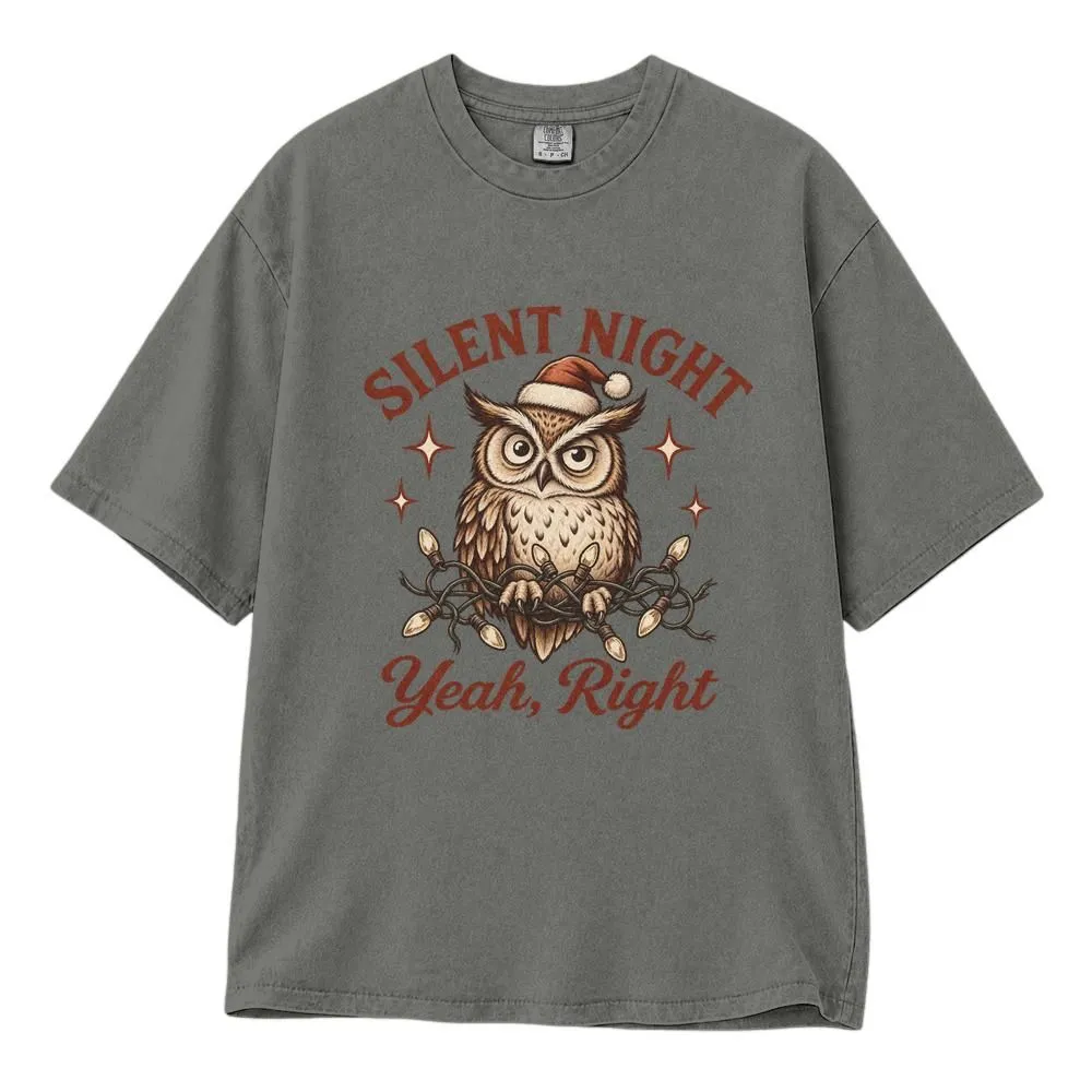 Christmas Owl Shirt, Silent Night Yeah Right Vintage Animal Graphic, Captain Save a Ho Holiday Tee, Hoodie, Sweatshirt - 1