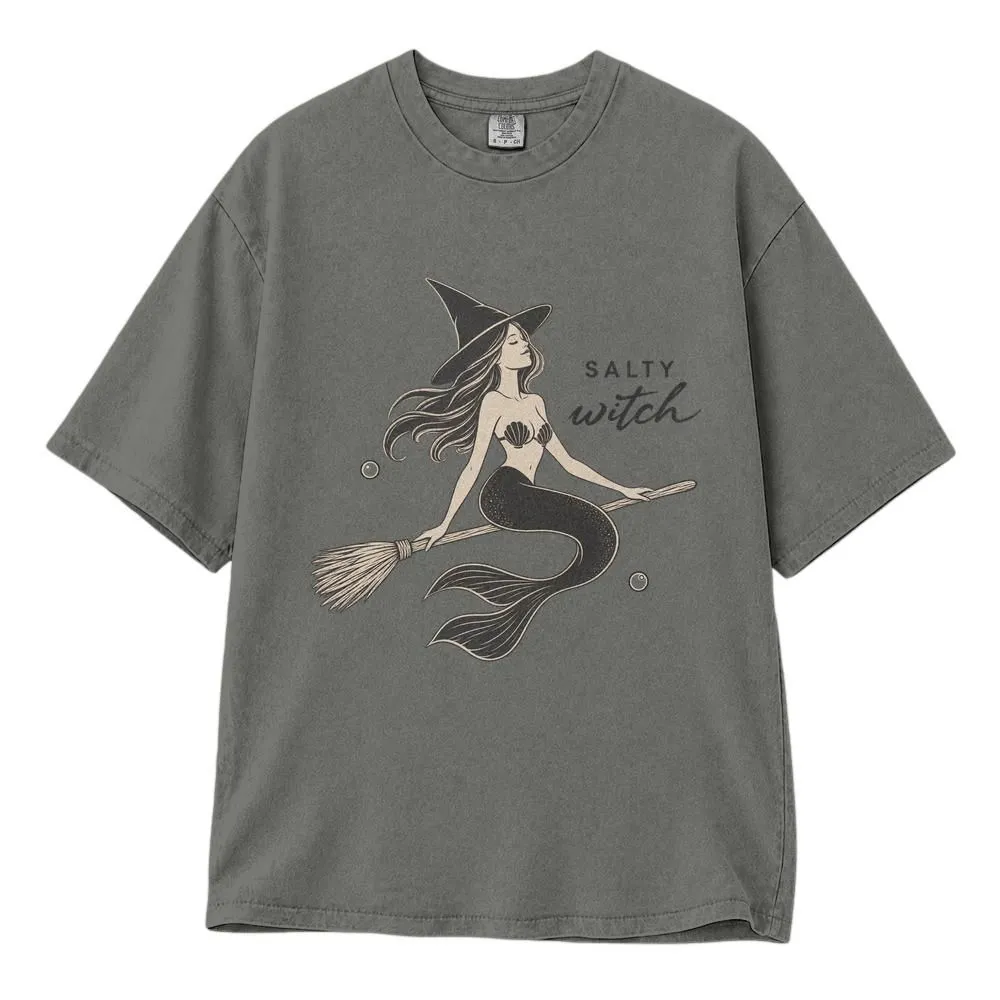 Salty Witch Mermaid Boat Neck Shirt for Halloween, Spooky Ocean Theme Apparel, Tee, Hoodie, Sweatshirt - 1