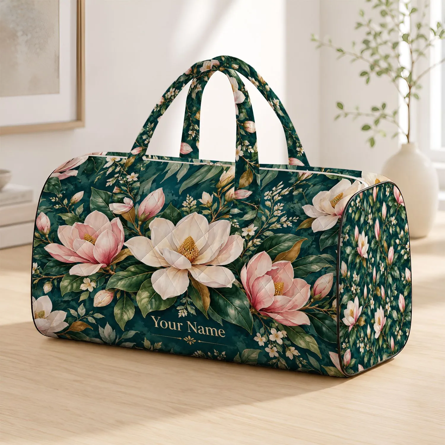 Tropical Magnolia Blooms for Beach Getaways, Coastal Holidays and Sunny Summer Escapes Quilted Weekend Bag - 1