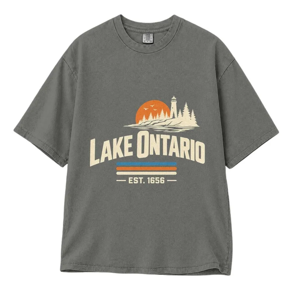 Lake Ontario Cotton Shirt, Great Lakes Canadian Pride Retro Regional Design, Tee, Hoodie, Sweatshirt - 1