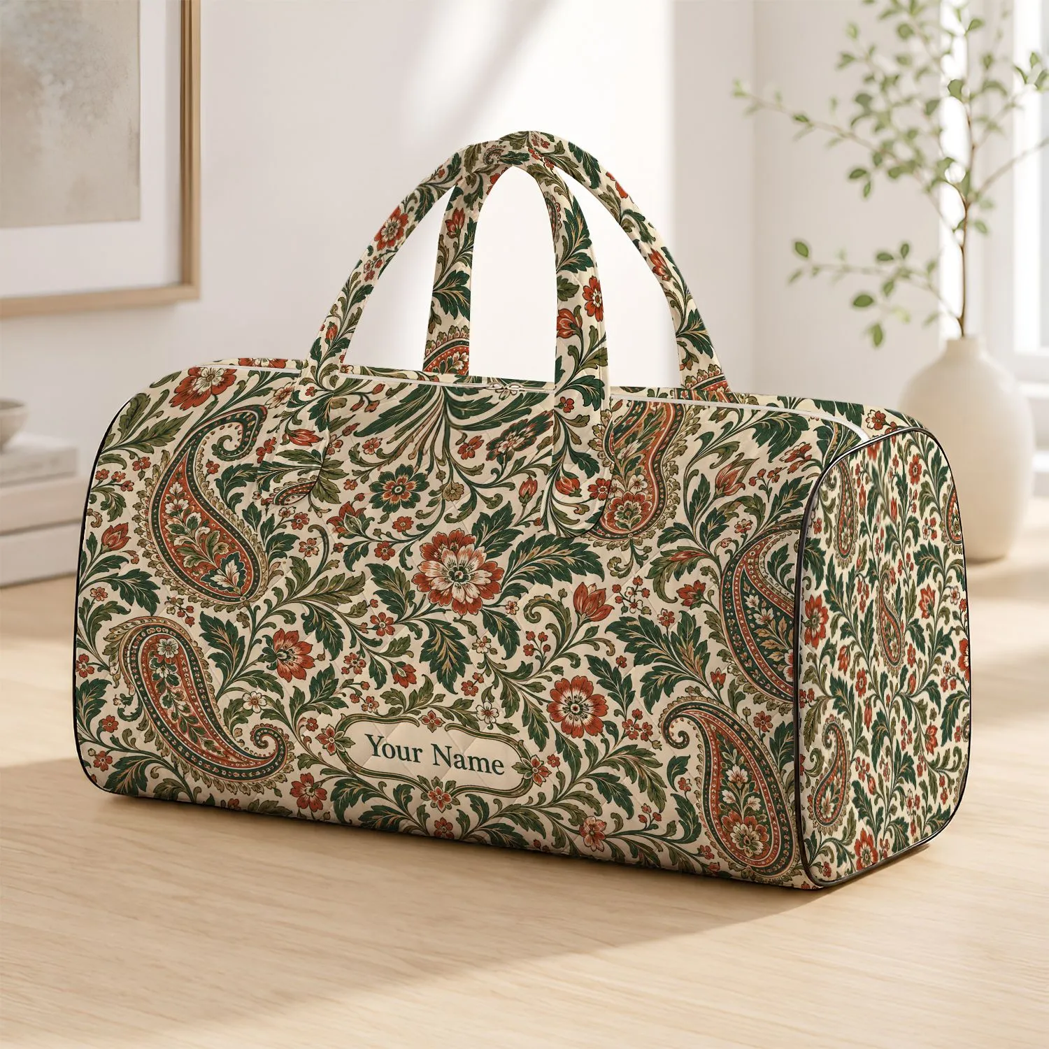 Heritage Paisley Florals for Weekend Getaways, Yoga Retreats and Outdoor Escapes Quilted Weekend Bag - 1