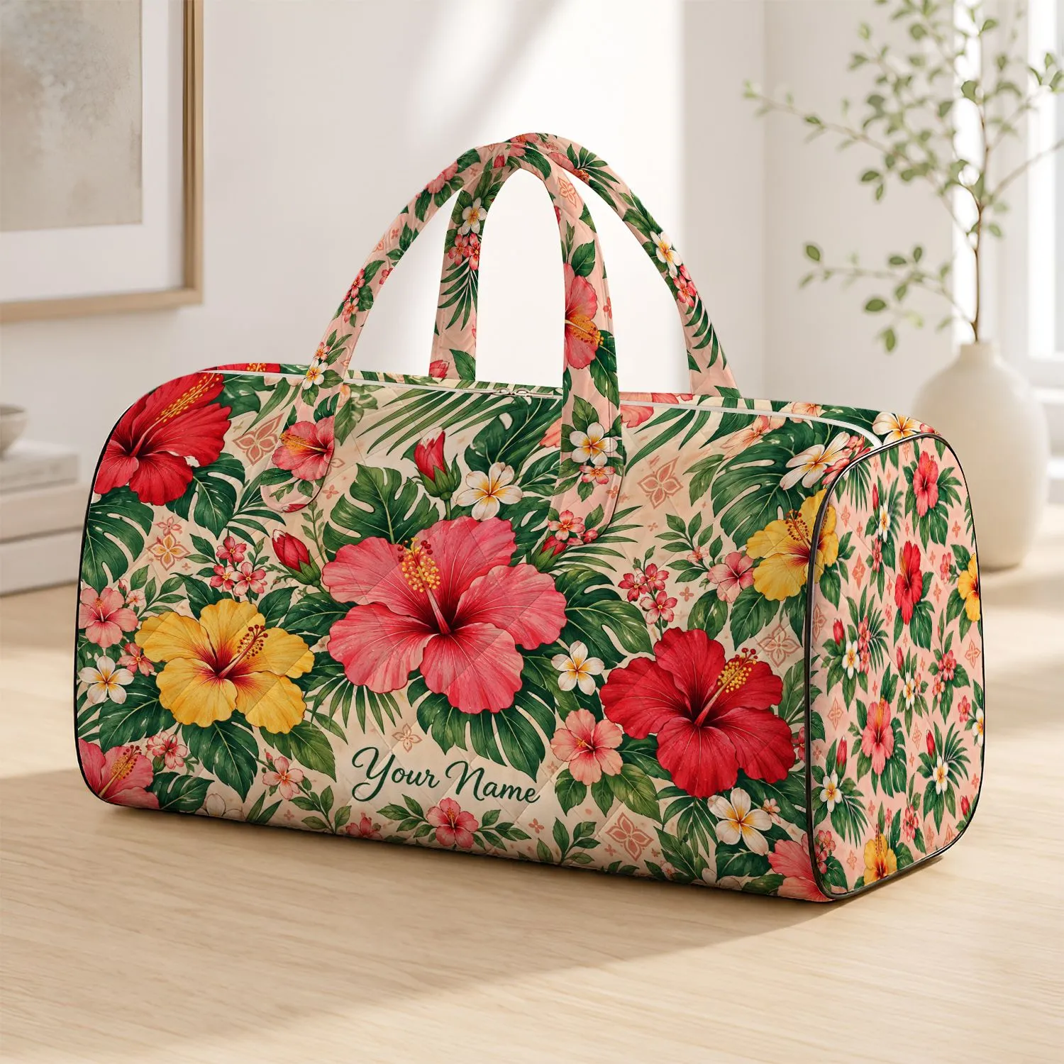 Vibrant Tropical Hibiscus Flowers for Beach Getaways and Relaxed Vacation Travel Quilted Weekend Bag - 1