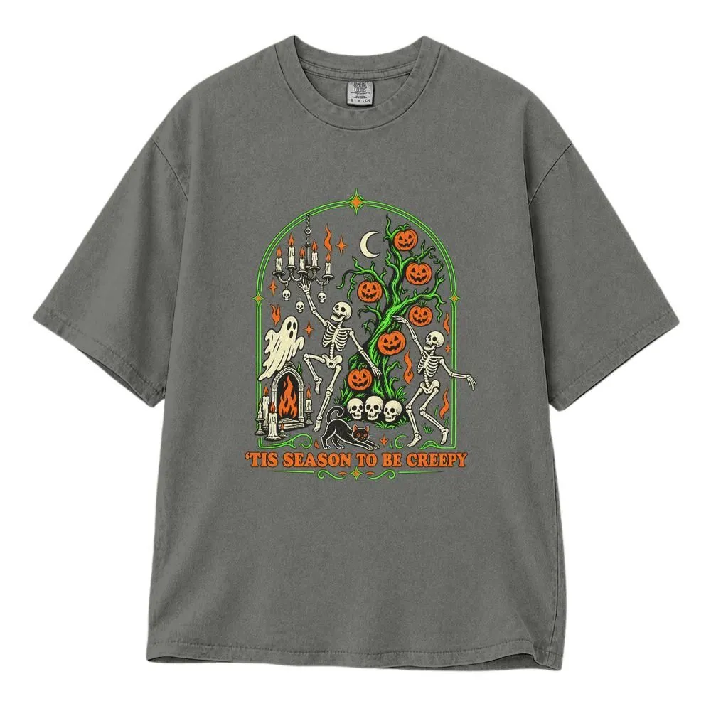 Creepy Skeleton Halloween Shirt, Spooky Season Holiday Design, Funny Vintage Style Tee, Hoodie, Sweatshirt - 1