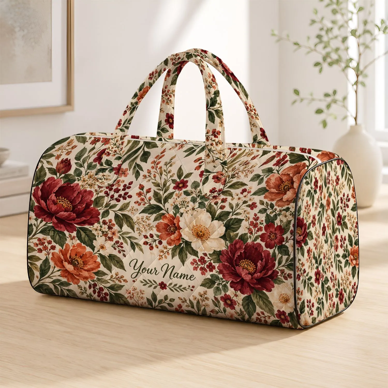 Bohemian Wildflower Botanicals for Relaxed Beach Days and Memorable Weekend Getaways Quilted Weekend Bag - 1