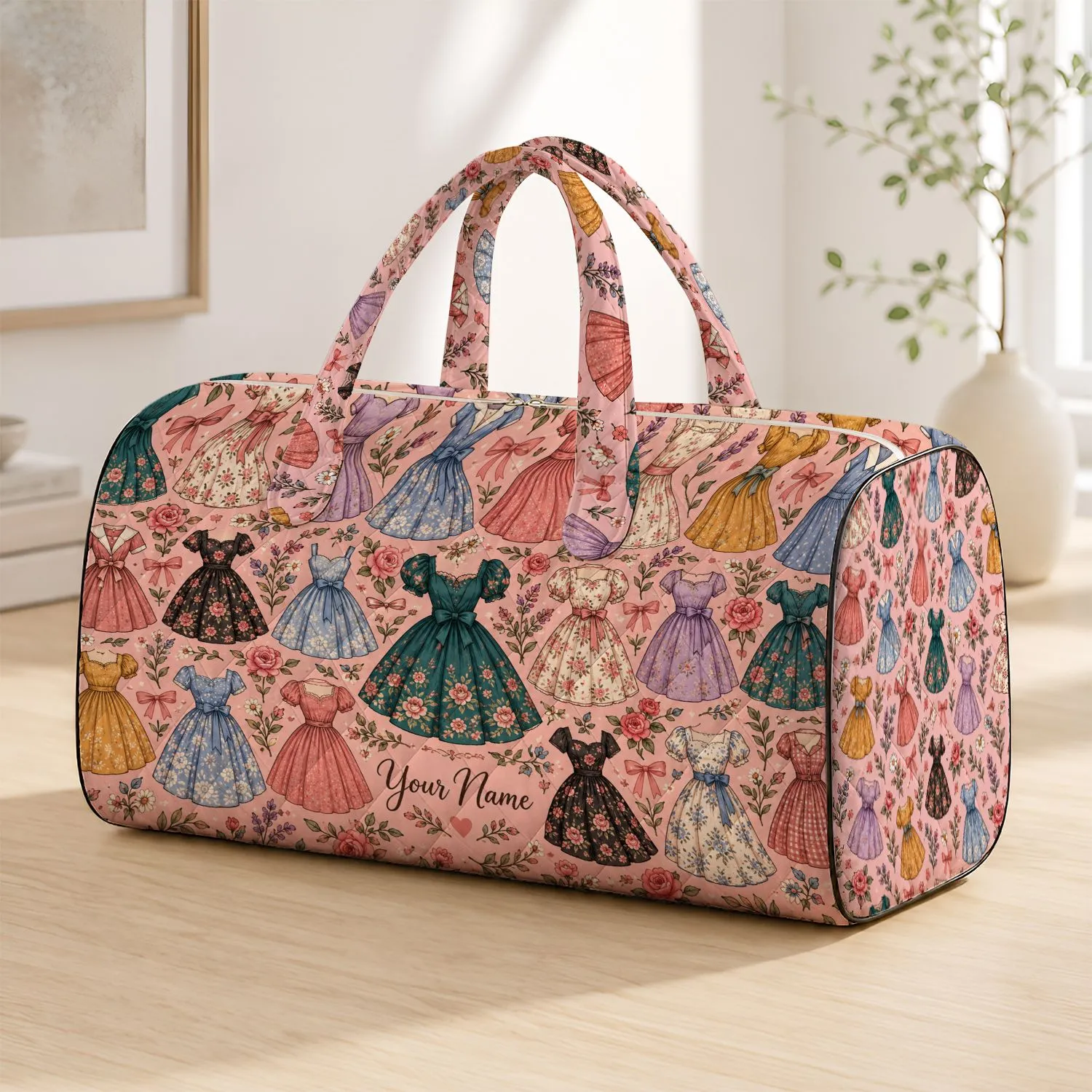 Vintage Boutique Dresses for Romantic Getaways and Elegant Travel Adventures for Her Quilted Weekend Bag - 1