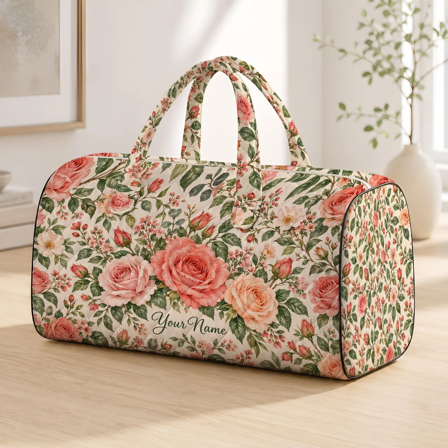 Romantic Rose Garden Florals for Weekend Getaways, Beach Days and Everyday Travel Quilted Weekend Bag - 1