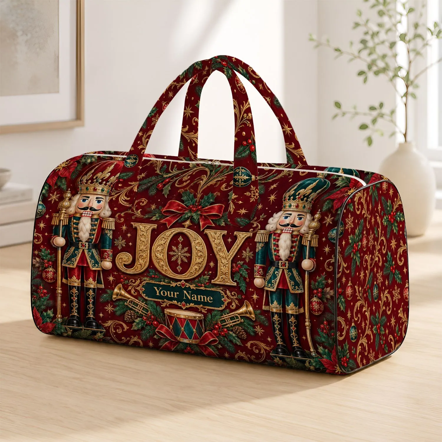 Christmas Nutcracker Soldiers And Gold Stars For Festive Holiday Getaways Quilted Weekend Bag - 1