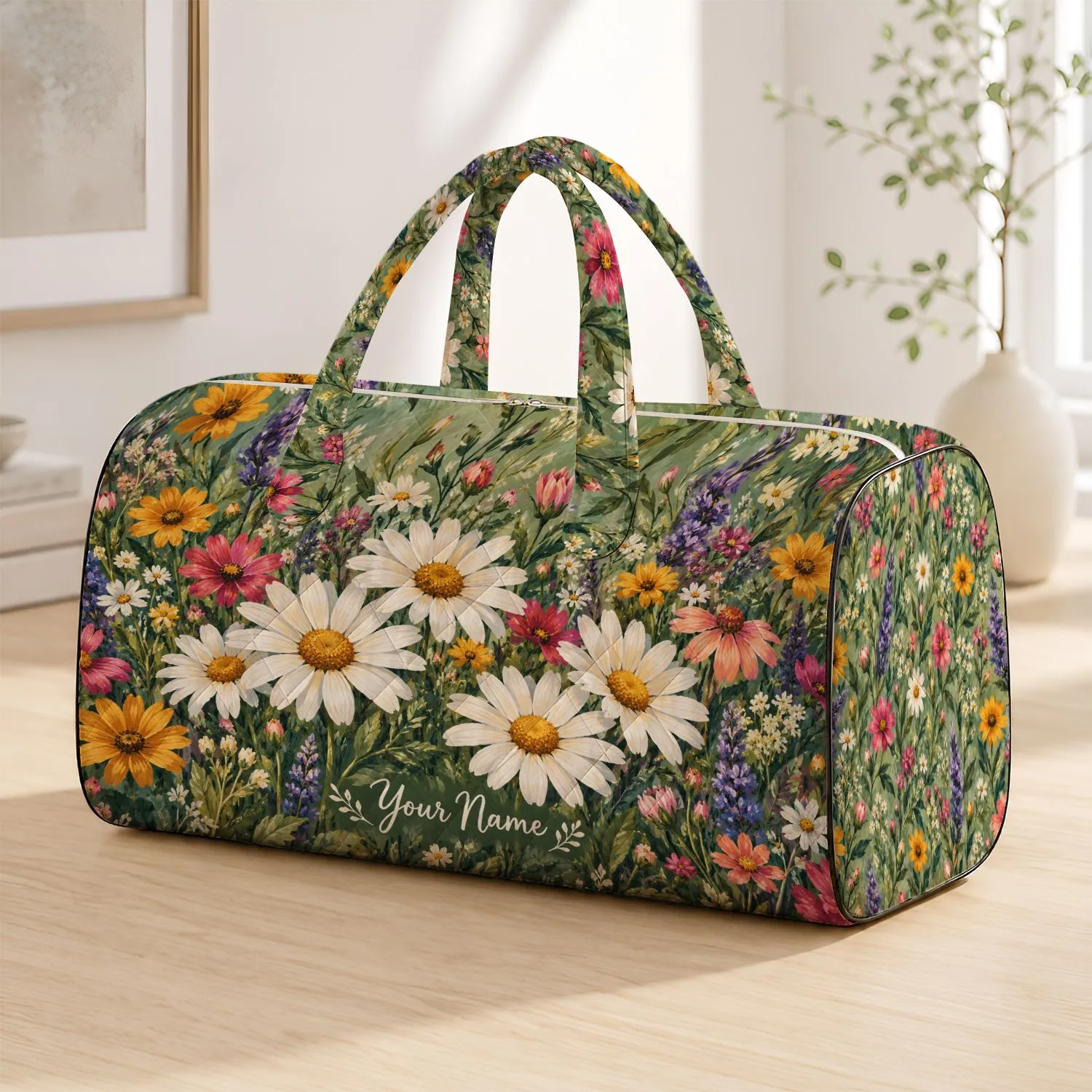 Colorful Daisy Wildflowers for Cheerful Weekend Getaways and Garden-Loving Travelers Quilted Weekend Bag - 1