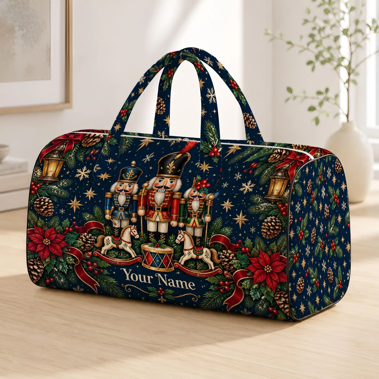 Nutcracker Soldiers and Rocking Horses for Festive Christmas Travel and Holiday Getaways Quilted Weekend Bag - 1