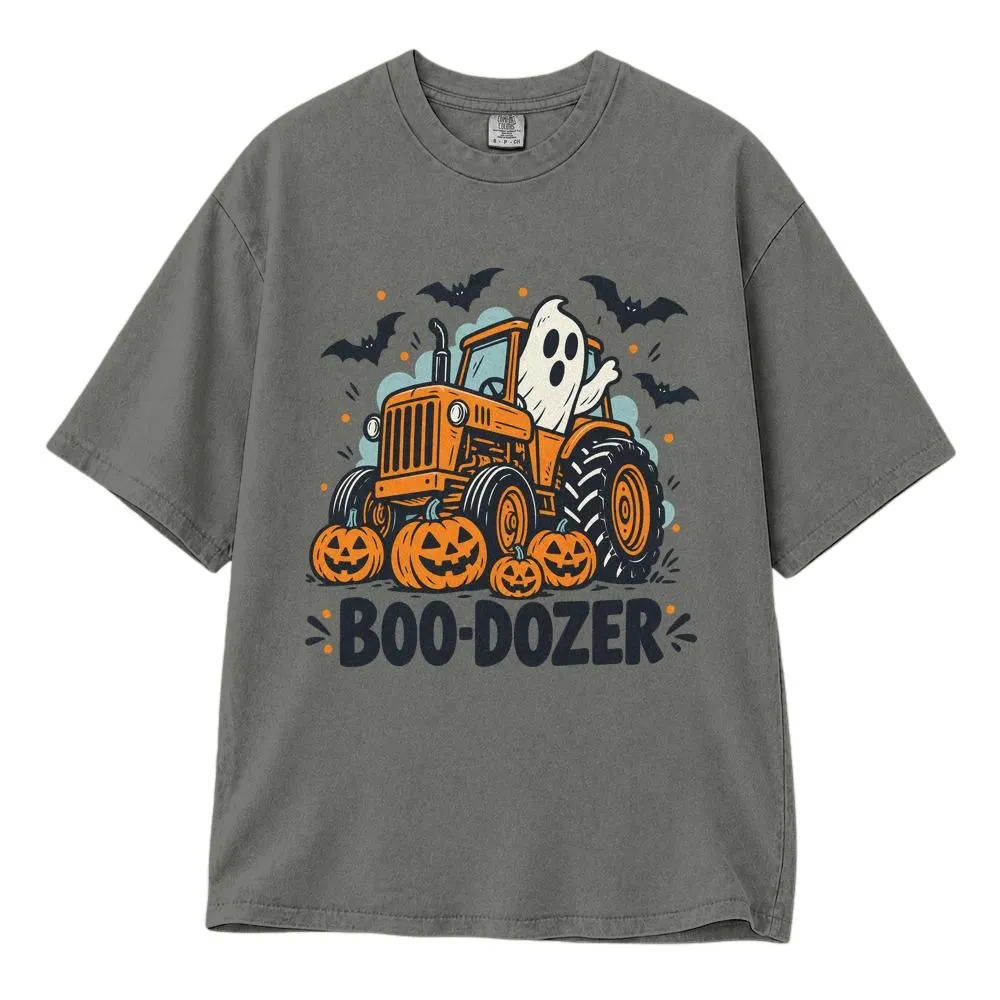 Halloween Ghost Tractor Shirt, Boo-Dozer Pumpkin Bat Farm Design, Tractor Supply Halloween Style, Tee Hoodie Sweatshirt - 1