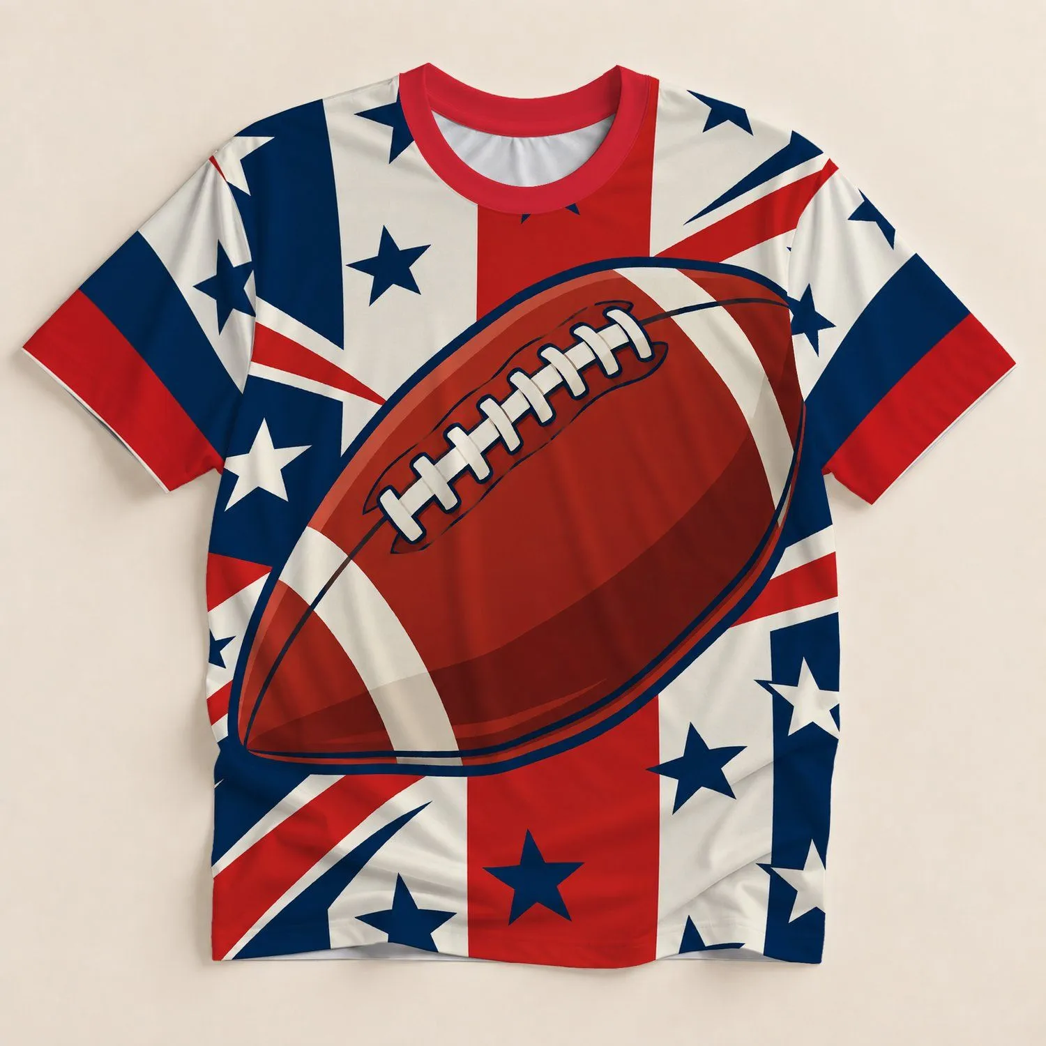 Patriotic Football And Stars For Game Day Tailgates And American Sports Fans All-over Print Unisex T-shirt - 1