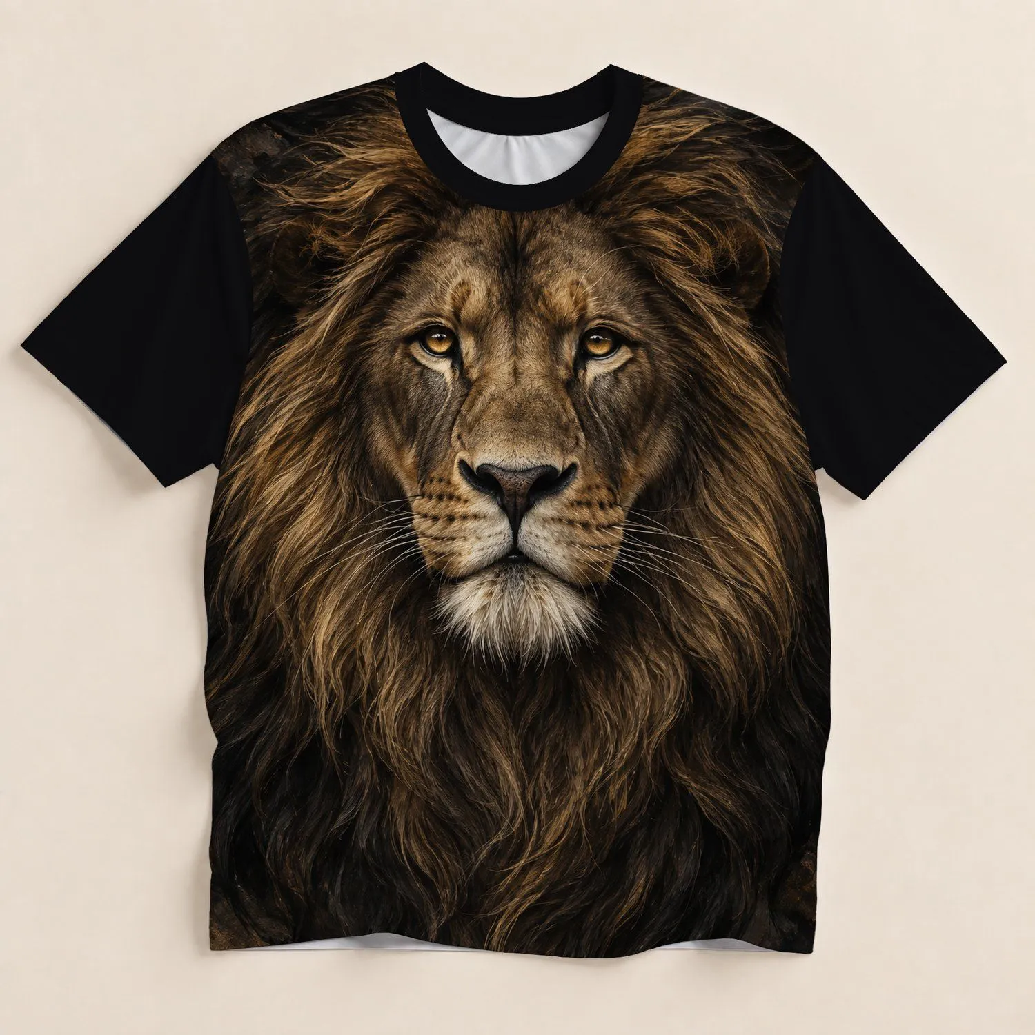 Regal Lion Portrait for Bold Everyday Style, Wildlife Enthusiasts and Nature Lovers All-over Print Unisex T-shirt - 1
