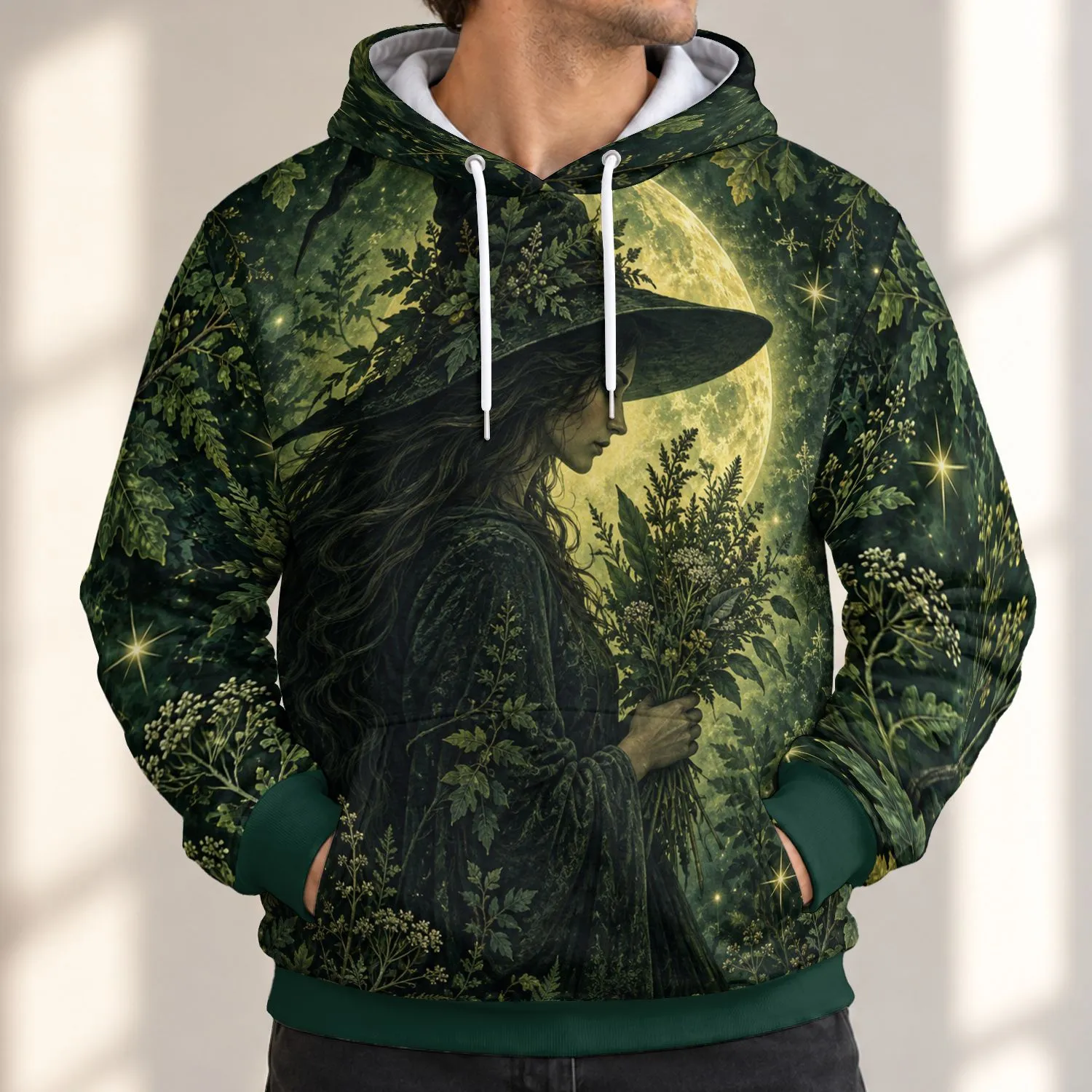 Witch Herb Bouquet and Starry Foliage for Halloween Nights and Autumn Days All-over Print Hoodie (Lightweight) - 1