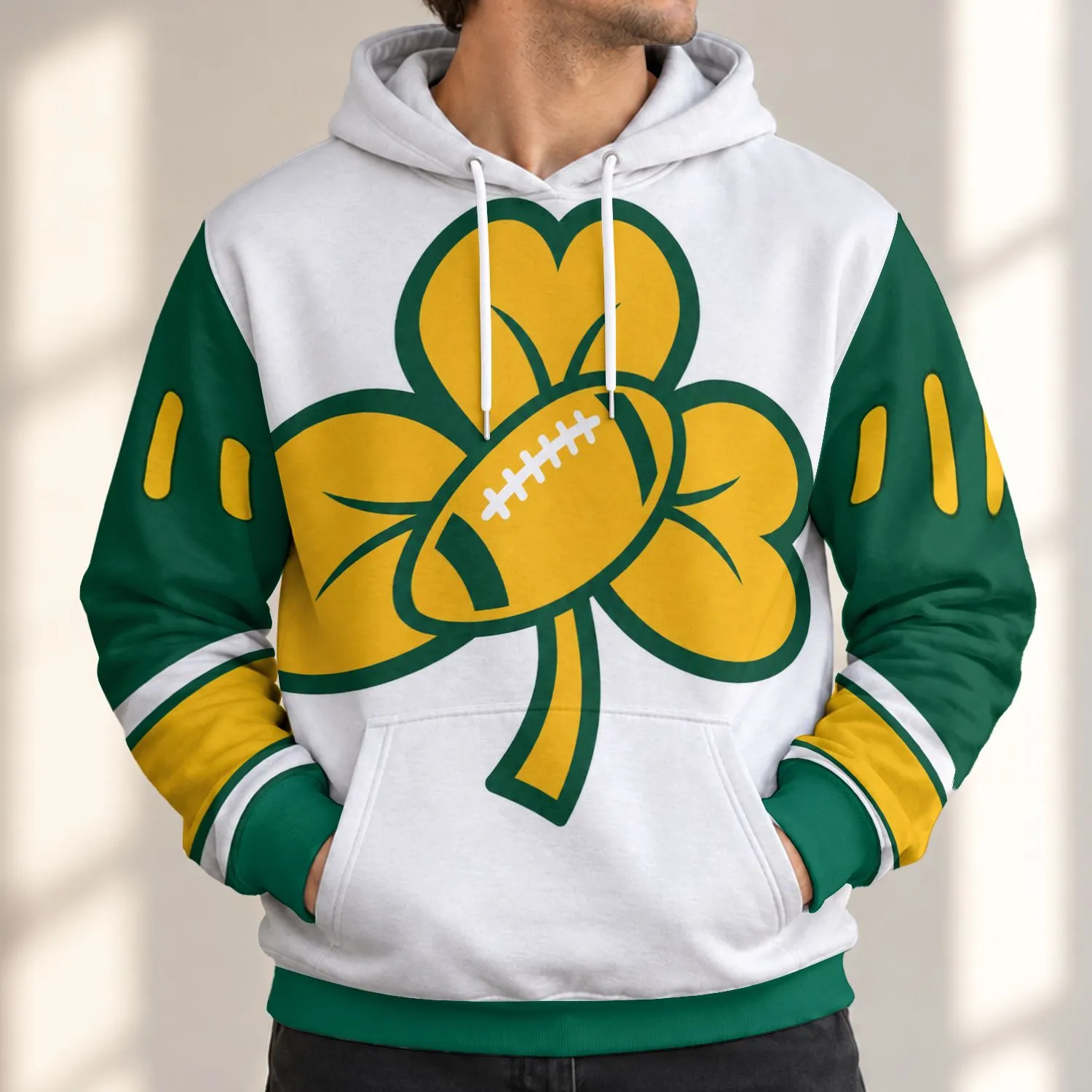 Shamrock Football Collegiate Spirit for Game Day and St. Patrick’s Season Fans All-over Print Hoodie (Lightweight) - 1