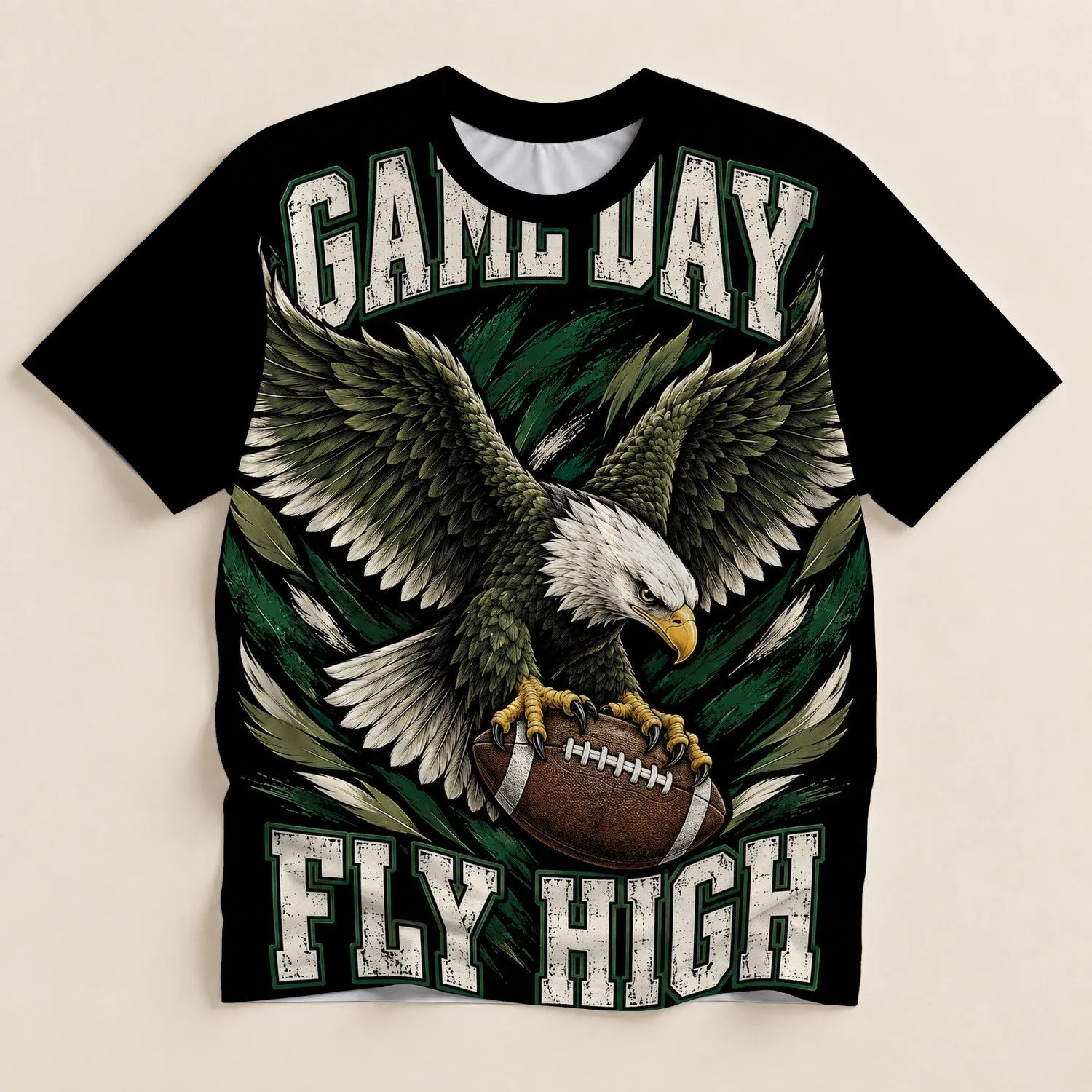 Bald Eagle Football Spirit for Game Day Tailgates and Outdoor Sports Fans All-over Print Unisex T-shirt - 1