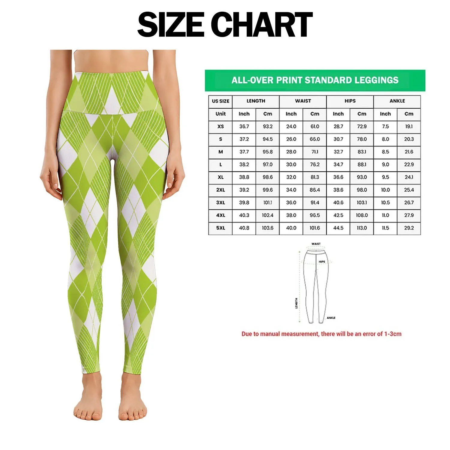 Lime Green Argyle Diamonds for Yoga Pilates and Everyday Activewear Leggings - 1