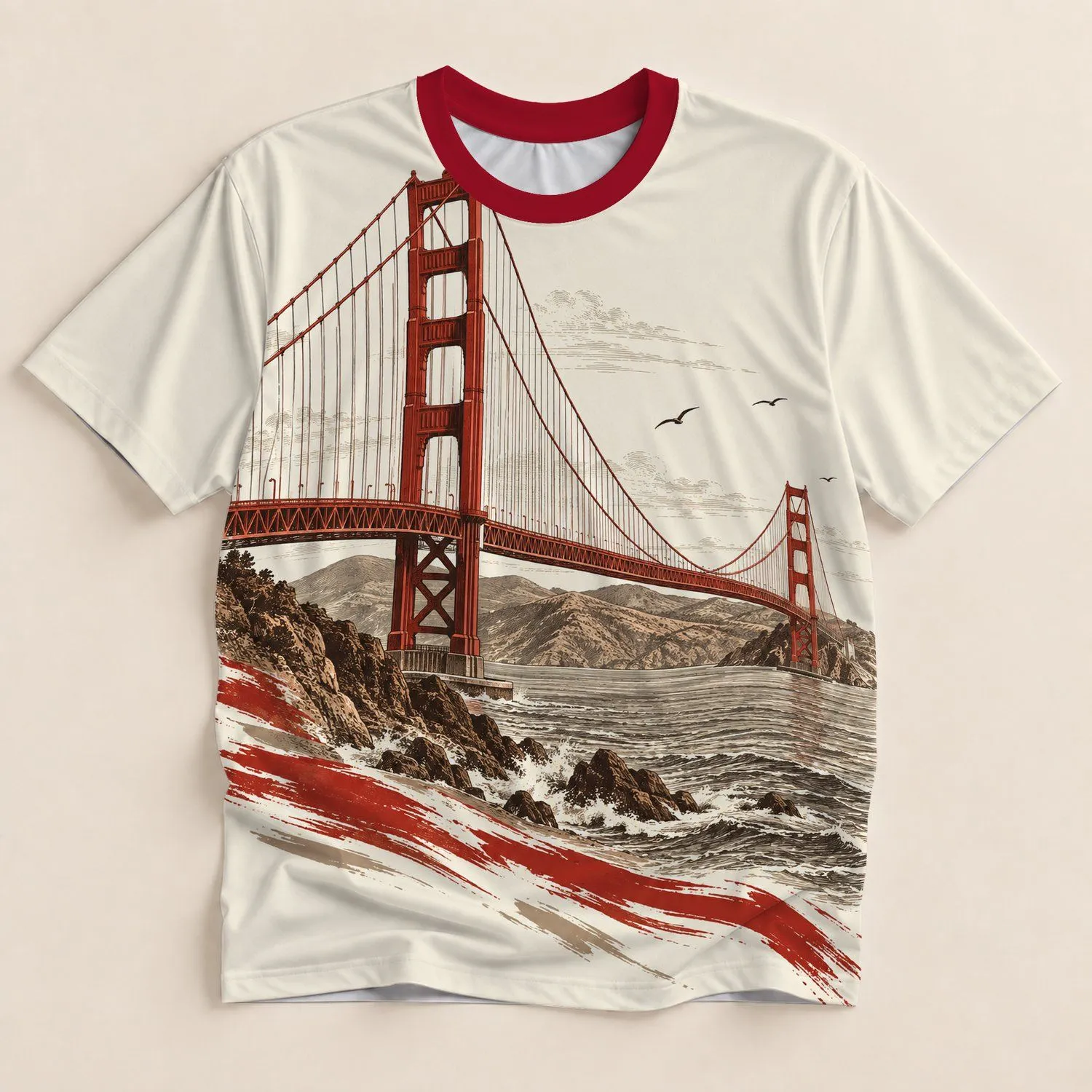 Golden Gate Bridge Bay Area Football Nostalgia for Game Days and City Adventures All-over Print Unisex T-shirt - 1
