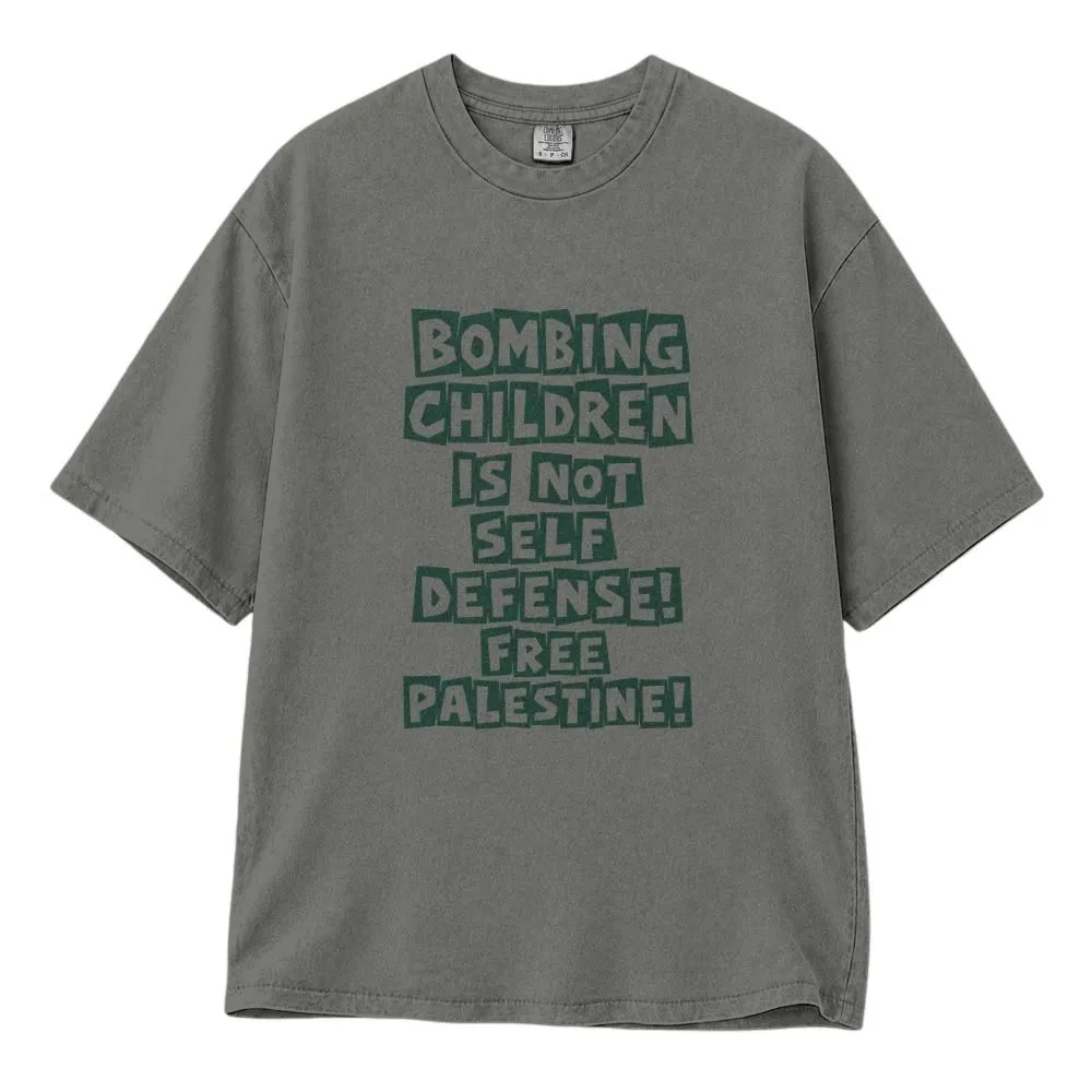 Free Palestine Shirt, Bombing Children Is Not Self Defense Solidarity Apparel, Activist Style Tee, Hoodie, Sweatshirt - 1