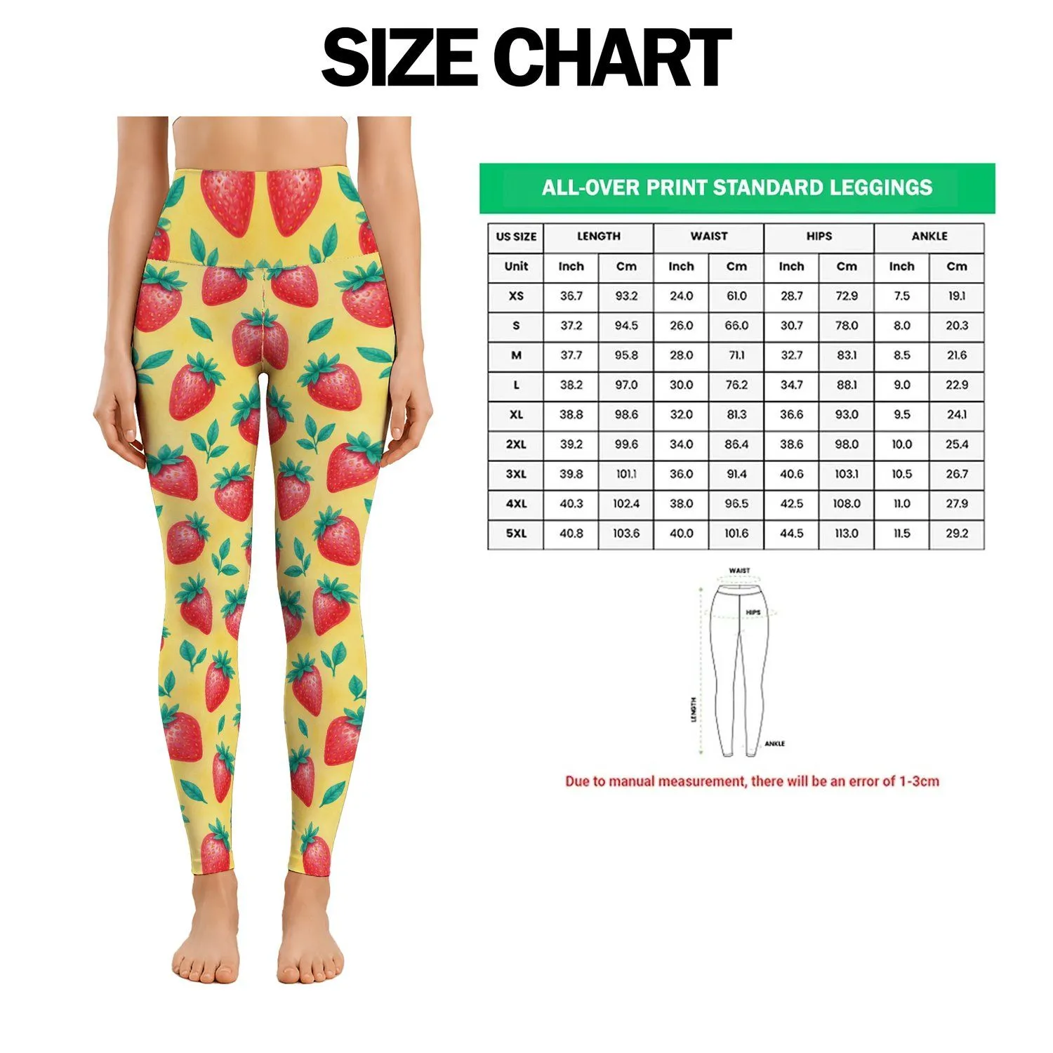 Pink Strawberry And Teal Leaf Motifs For Yoga, Pilates And Everyday Wear Leggings - 1