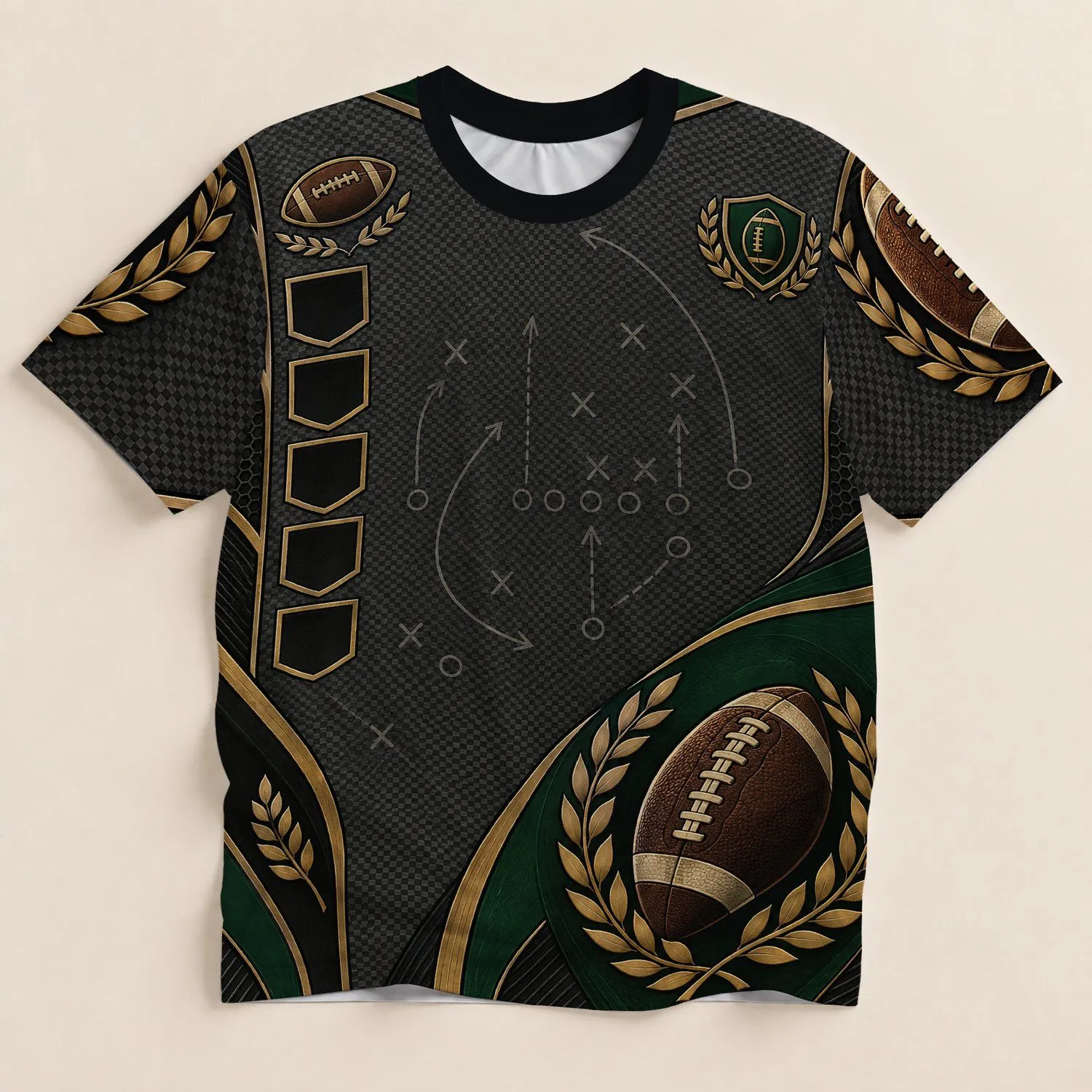 Football Uniform Motifs for Game Day and School Spirit, Youth Sports Enthusiasts All-over Print Unisex T-shirt - 1