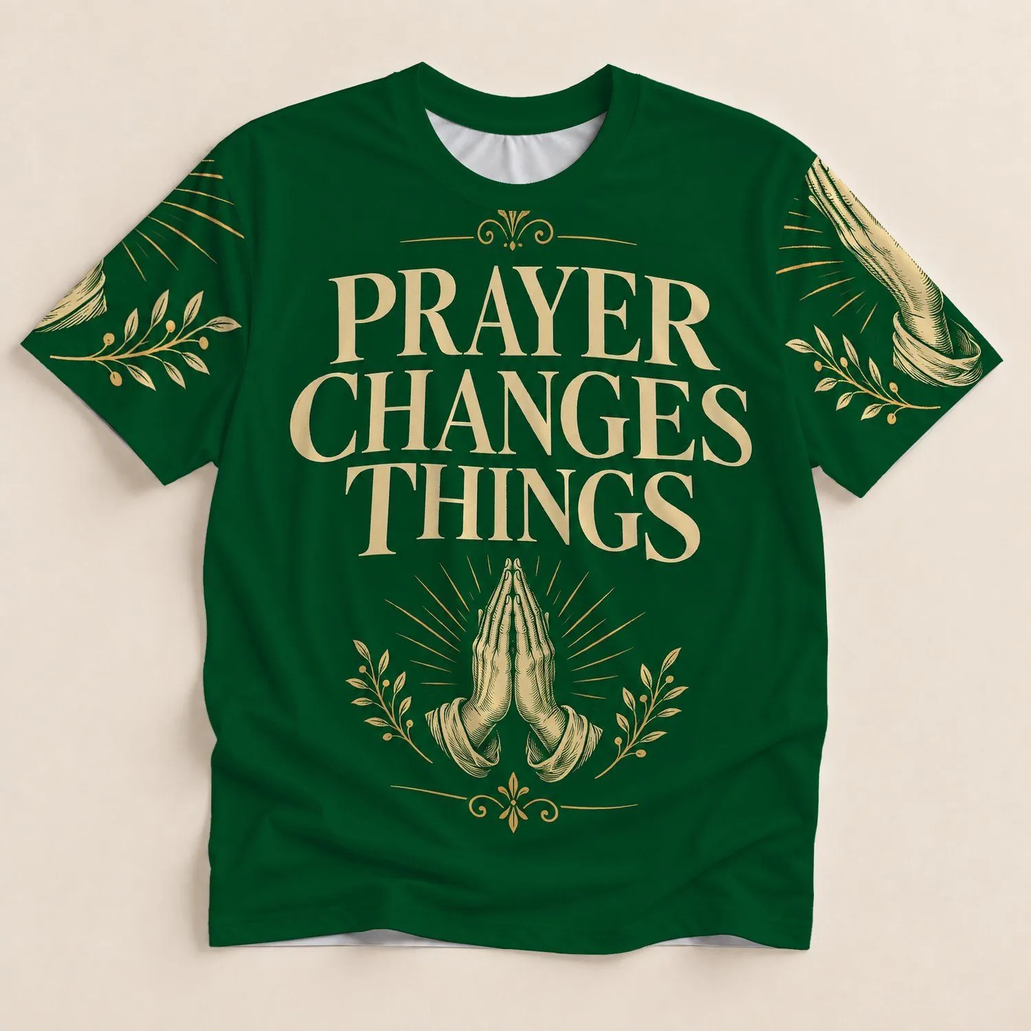 Prayer Changes Things Faith Message for Church Worship and Everyday Christian Encouragement All-over Print Unisex T-shirt - 1