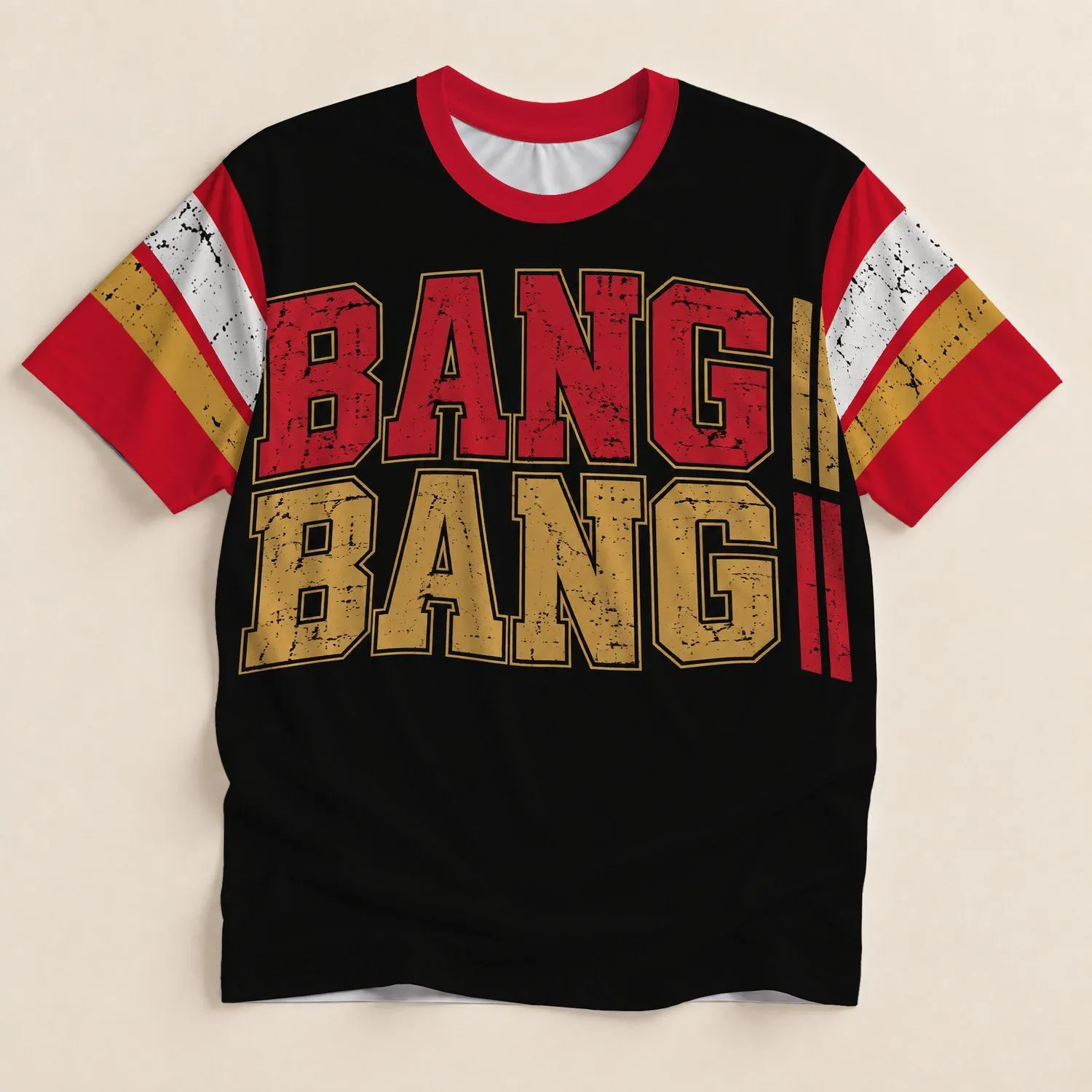 Red And Gold Varsity Lettering For Back To School And Casual Campus Style All-over Print Unisex T-shirt - 1