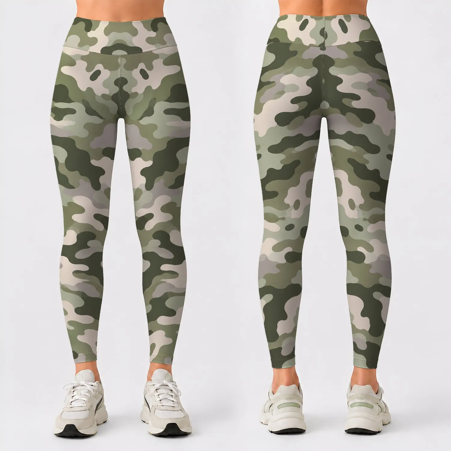 Sage Green Woodland Camo for Yoga, Pilates, and Everyday Activewear Leggings - 1