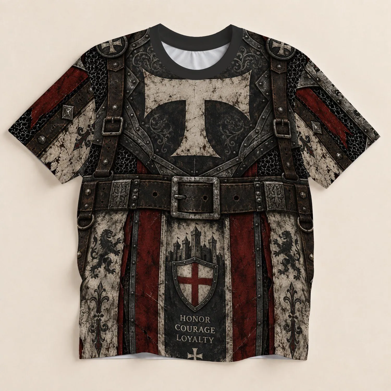 Medieval Knight Armor for Renaissance Fairs, Cosplay Events and History Fans All-over Print Unisex T-shirt - 1