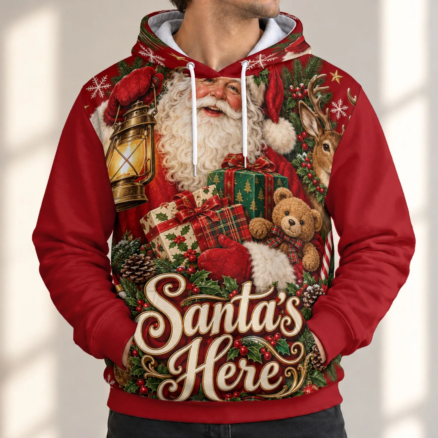 Vintage Santa and Holiday Treasures for Christmas Parties and Festive Winter Celebrations All-over Print Hoodie (Lightweight) - 1