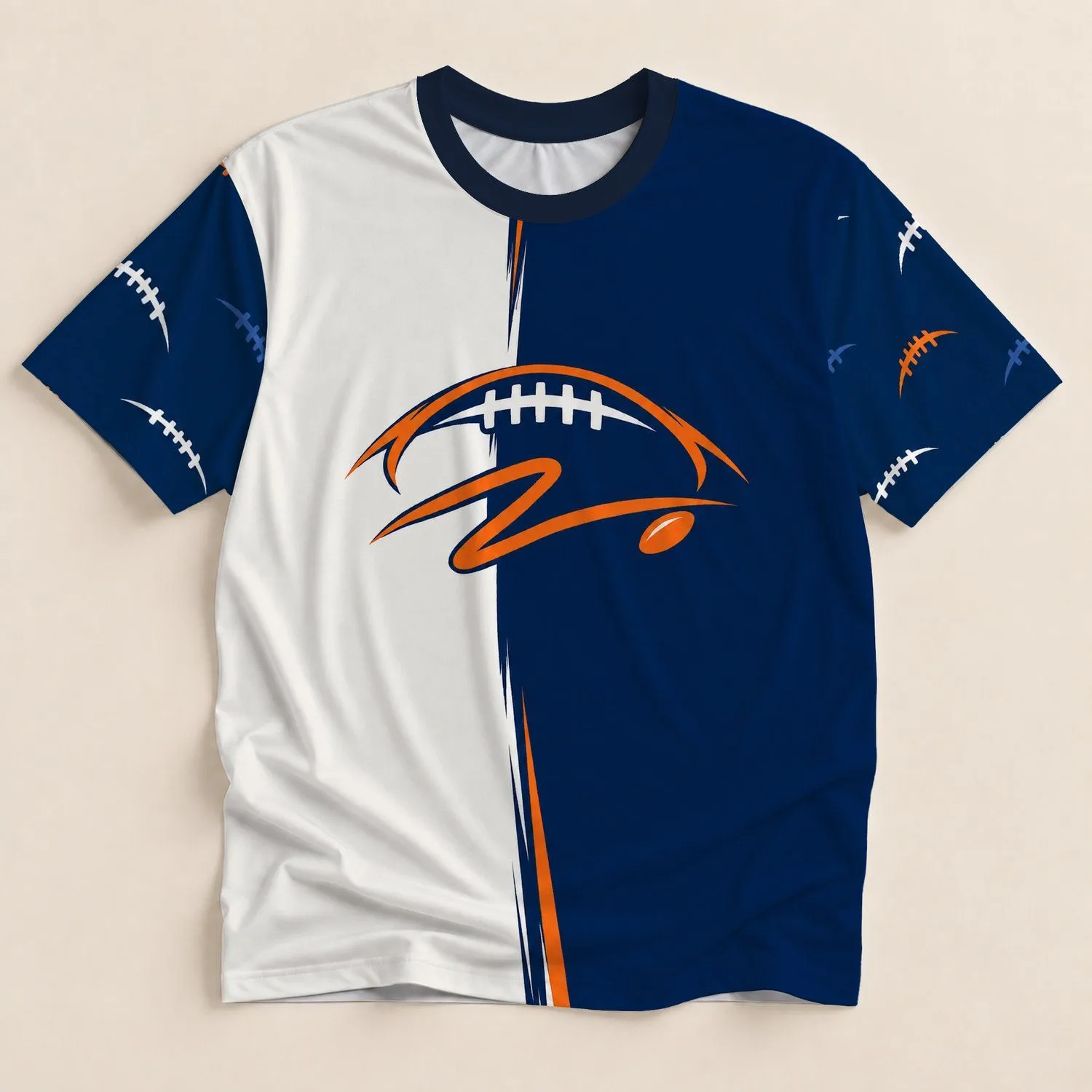 Classic Football Lacing Emblem for Game Day Tailgates and Casual Autumn Sportswear All-over Print Unisex T-shirt - 1