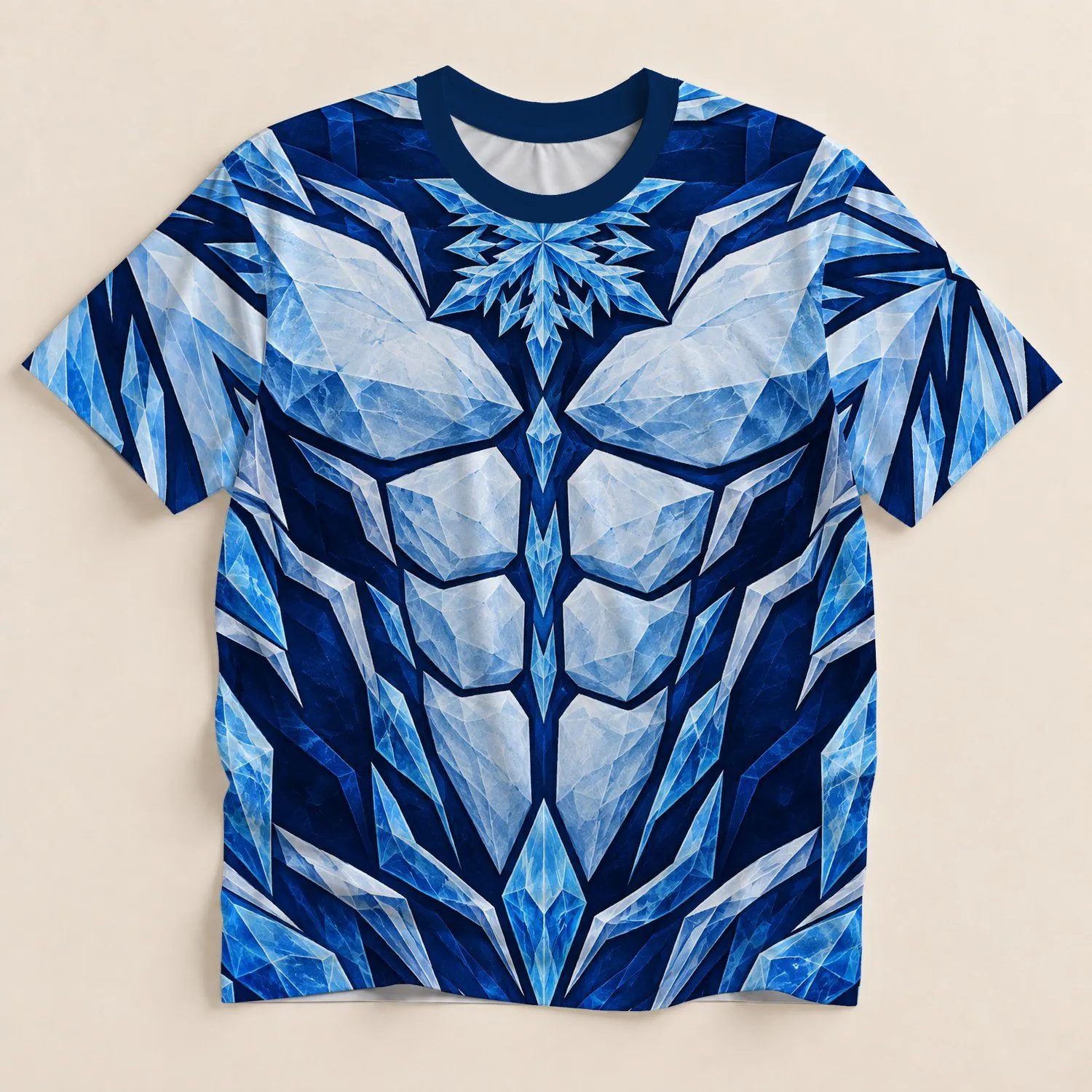 Ice Crystal Muscle Suit for Winter Adventures, Cosplay, and Cold-Weather Fun All-over Print Unisex T-shirt - 1