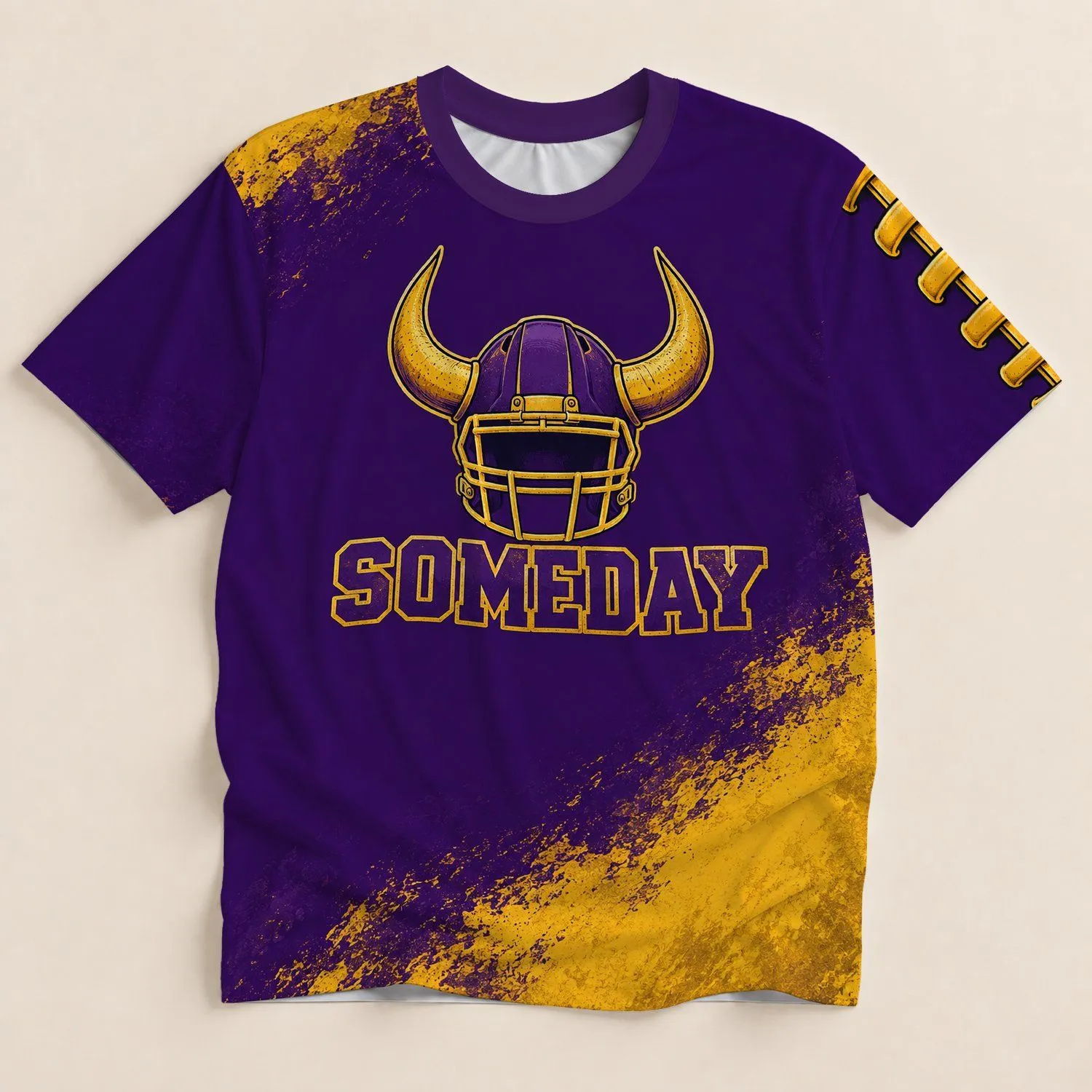 Horned Football Helmet and Someday Message for Game Day Fans and Sports Lovers All-over Print Unisex T-shirt - 1