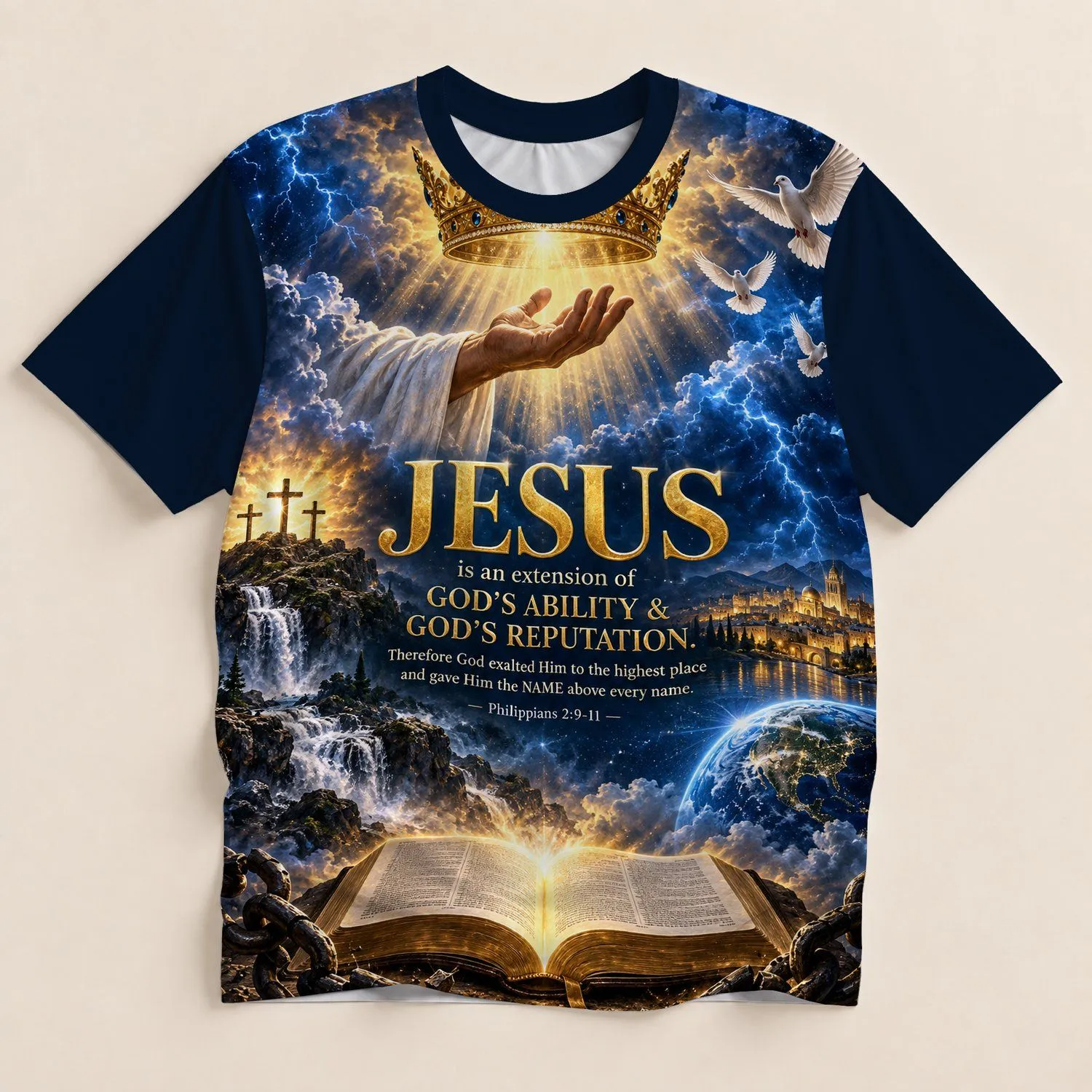 Crown, Bible And Dove Faith Apparel For Worship, Prayer And Everyday Inspiration All-over Print Unisex T-shirt - 1
