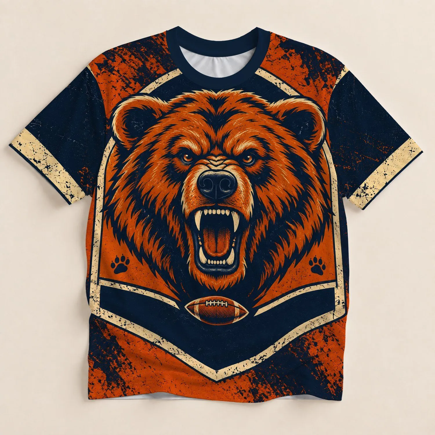 Roaring Bear Vintage Athletic Badge for Game Day and Tailgate Fans All-over Print Unisex T-shirt - 1