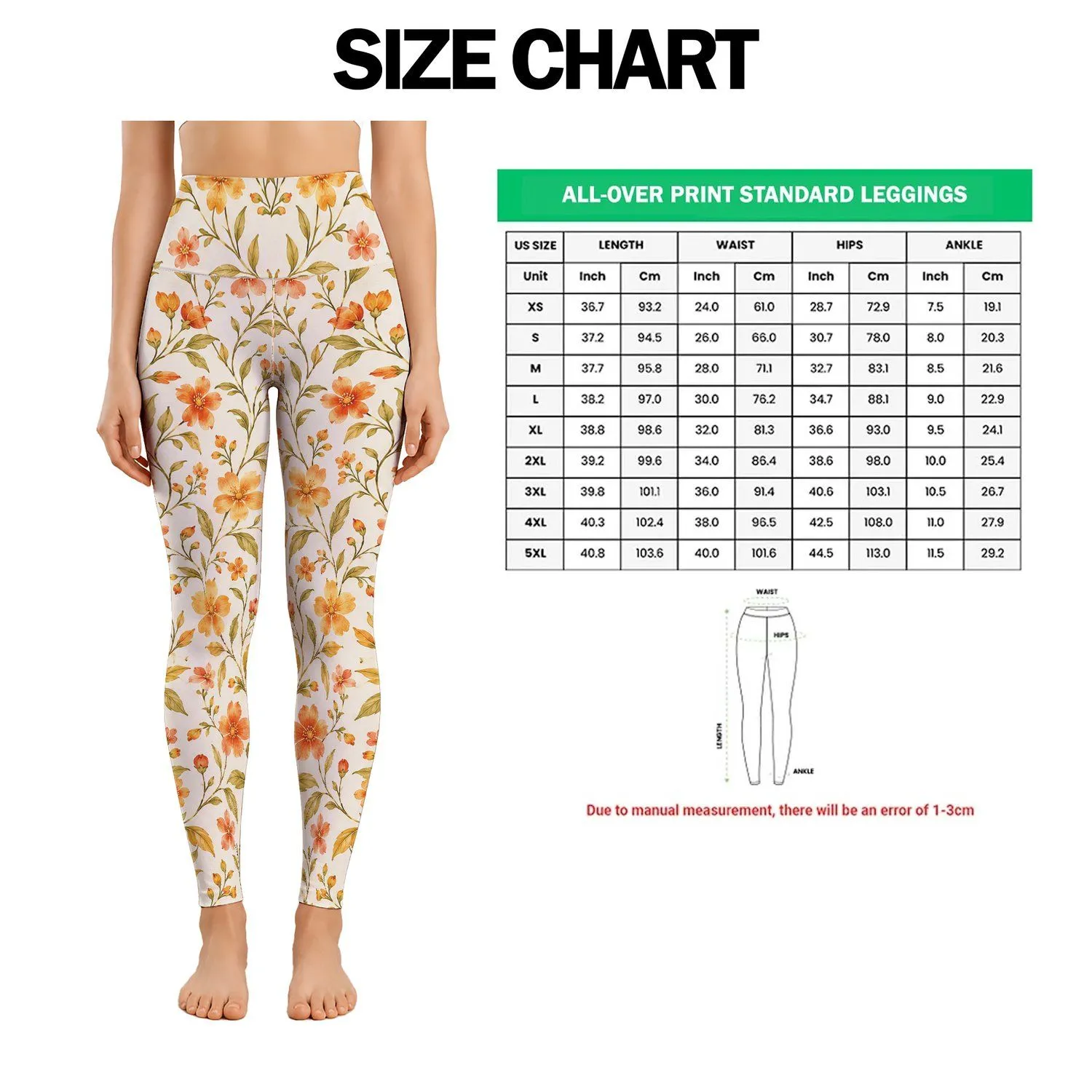 Coral Wildflower Vines For Yoga, Pilates And Everyday Garden-Inspired Style Leggings - 1