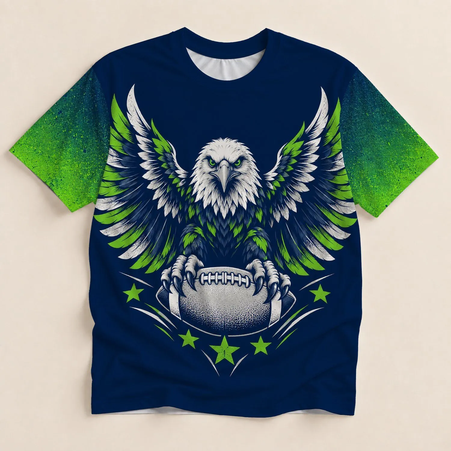 Soaring Eagle Football Crest for Game Day Tailgates and Retro Sports Fans Everyday All-over Print Unisex T-shirt - 1