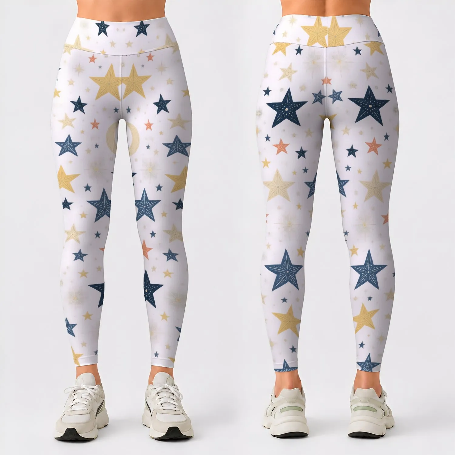 Sage Green Celestial Stars for Yoga, Pilates, Gym Sessions, and Everyday Activewear Style Leggings - 1