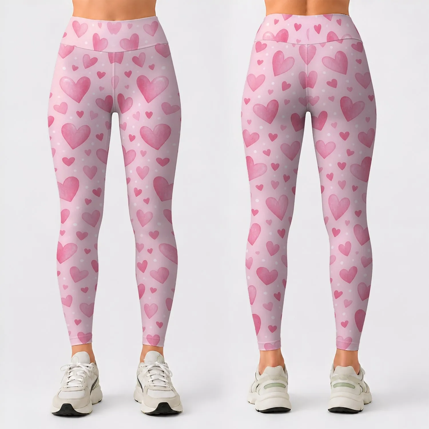 Soft Pink Hearts for Yoga, Pilates, Walking and Casual Everyday Style for Women Leggings - 1