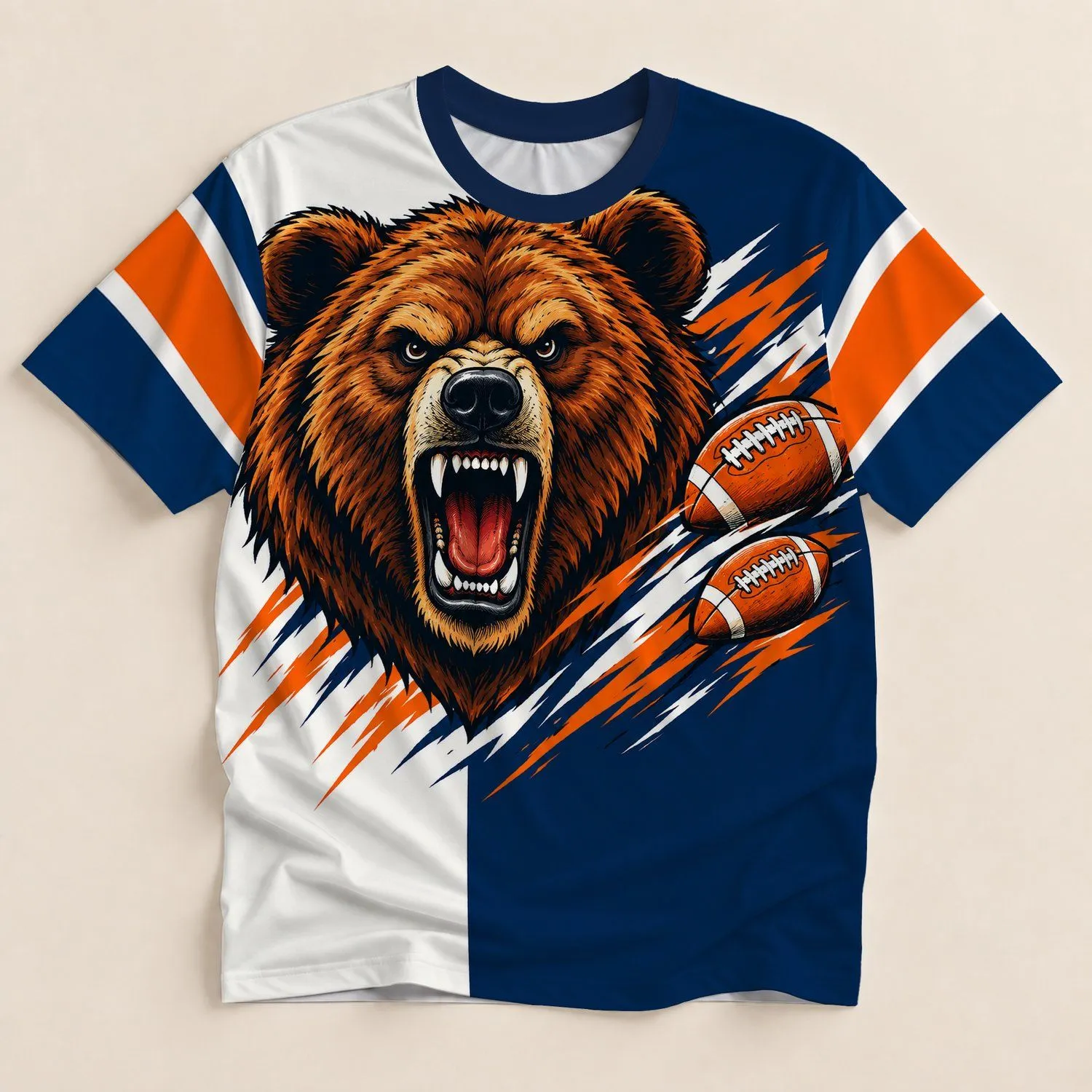 Roaring Bear Football Spirit for Autumn Tailgates and Outdoor Game Days for Fans All-over Print Unisex T-shirt - 1