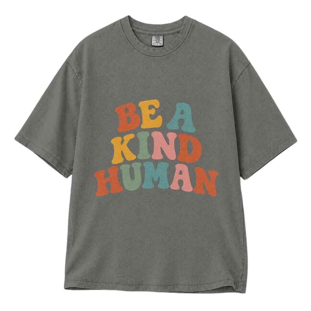 Be Kind Human Sleeveless Hoodie Shirt, Positive Quote for Everyday Wear, Retro Style Tee, Hoodie, Sweatshirt - 1